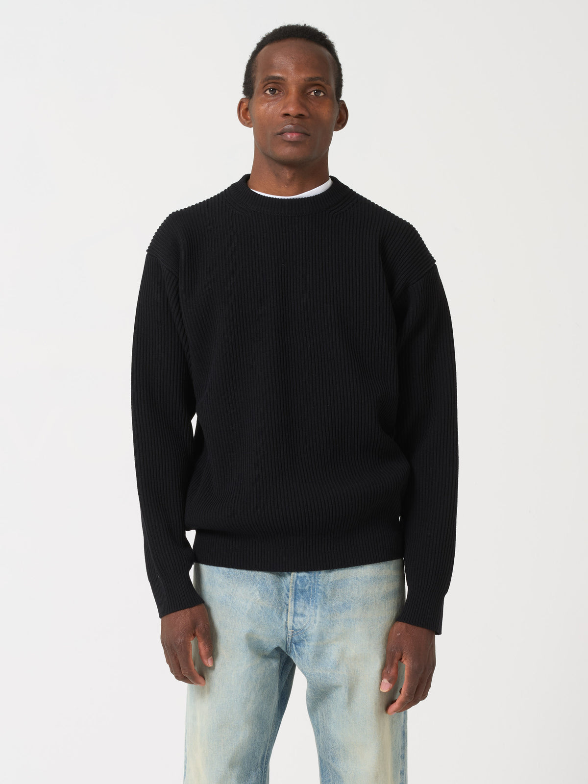 Pull Superfine Wool Rib, Noir