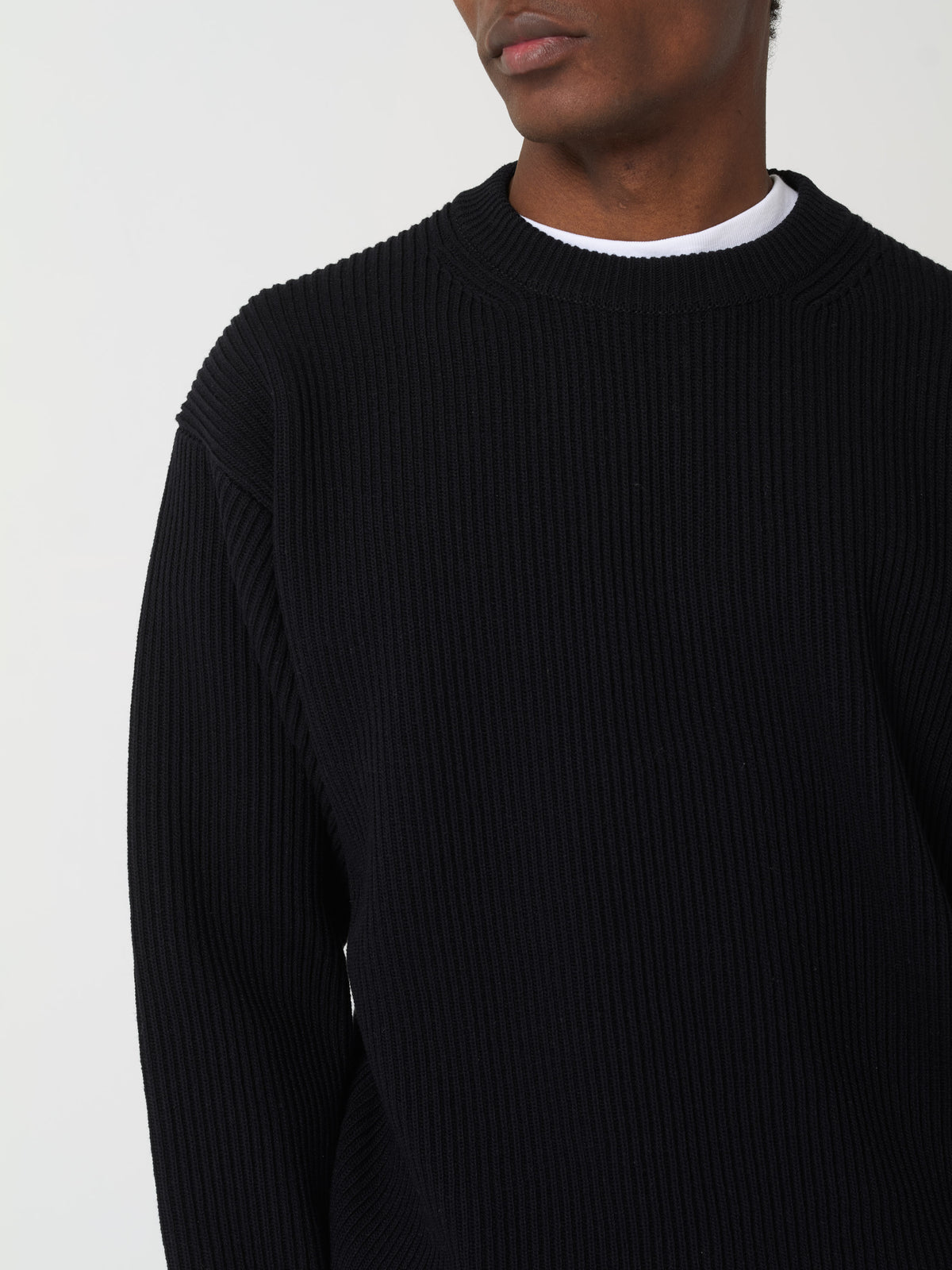 Pull Superfine Wool Rib, Noir