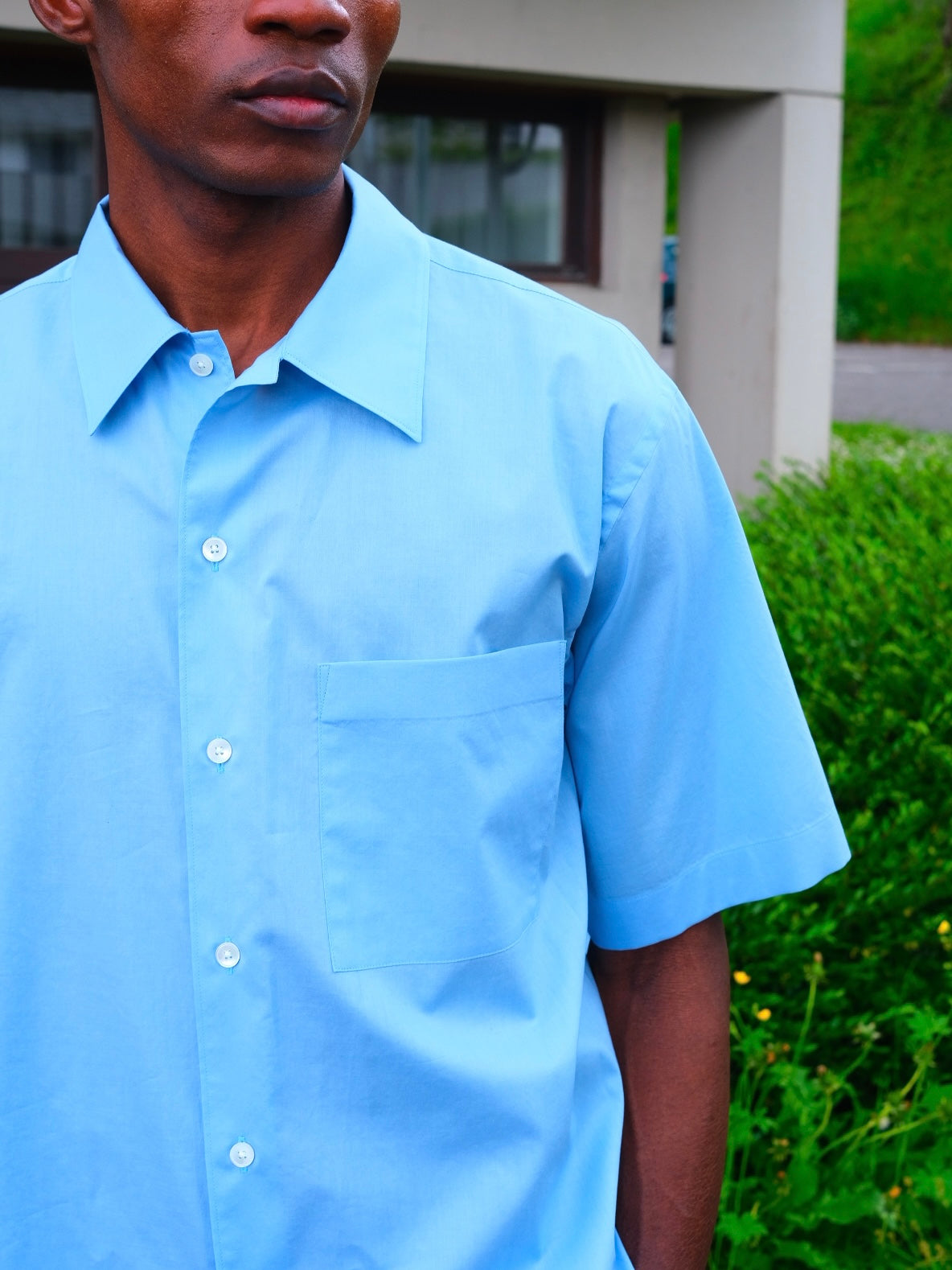 Auralee Chemise à Manches Courtes Finx, Bleu Ciel