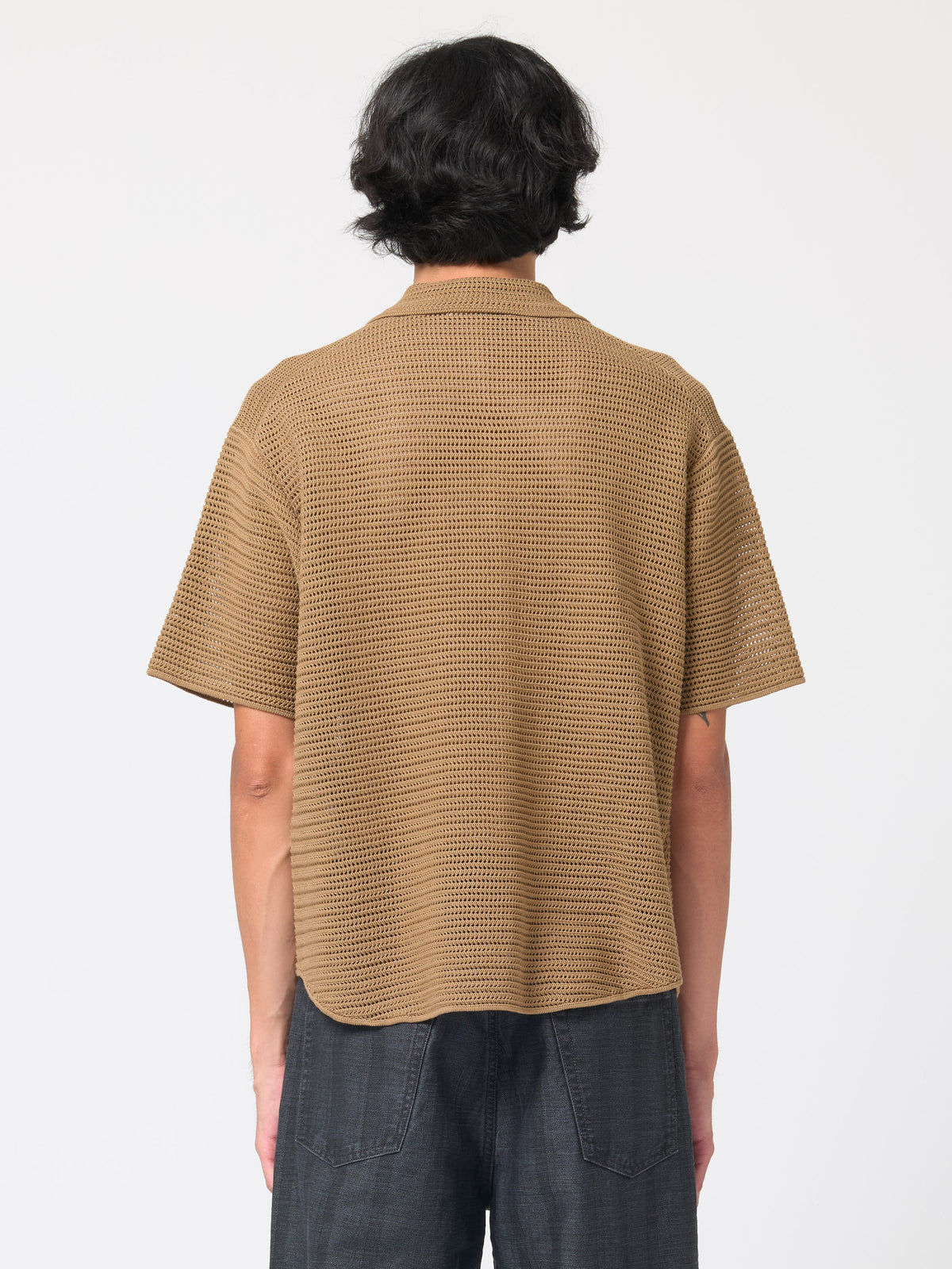 Chemise à manches courtes en crochet, Marron