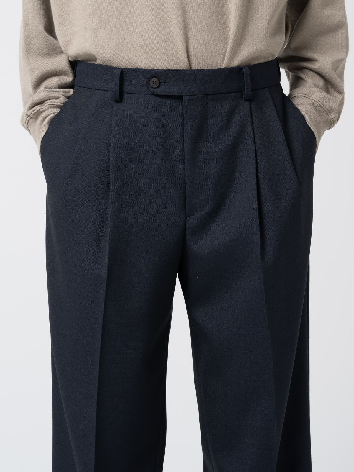 Pantalon Hopsack, Bleu Marine