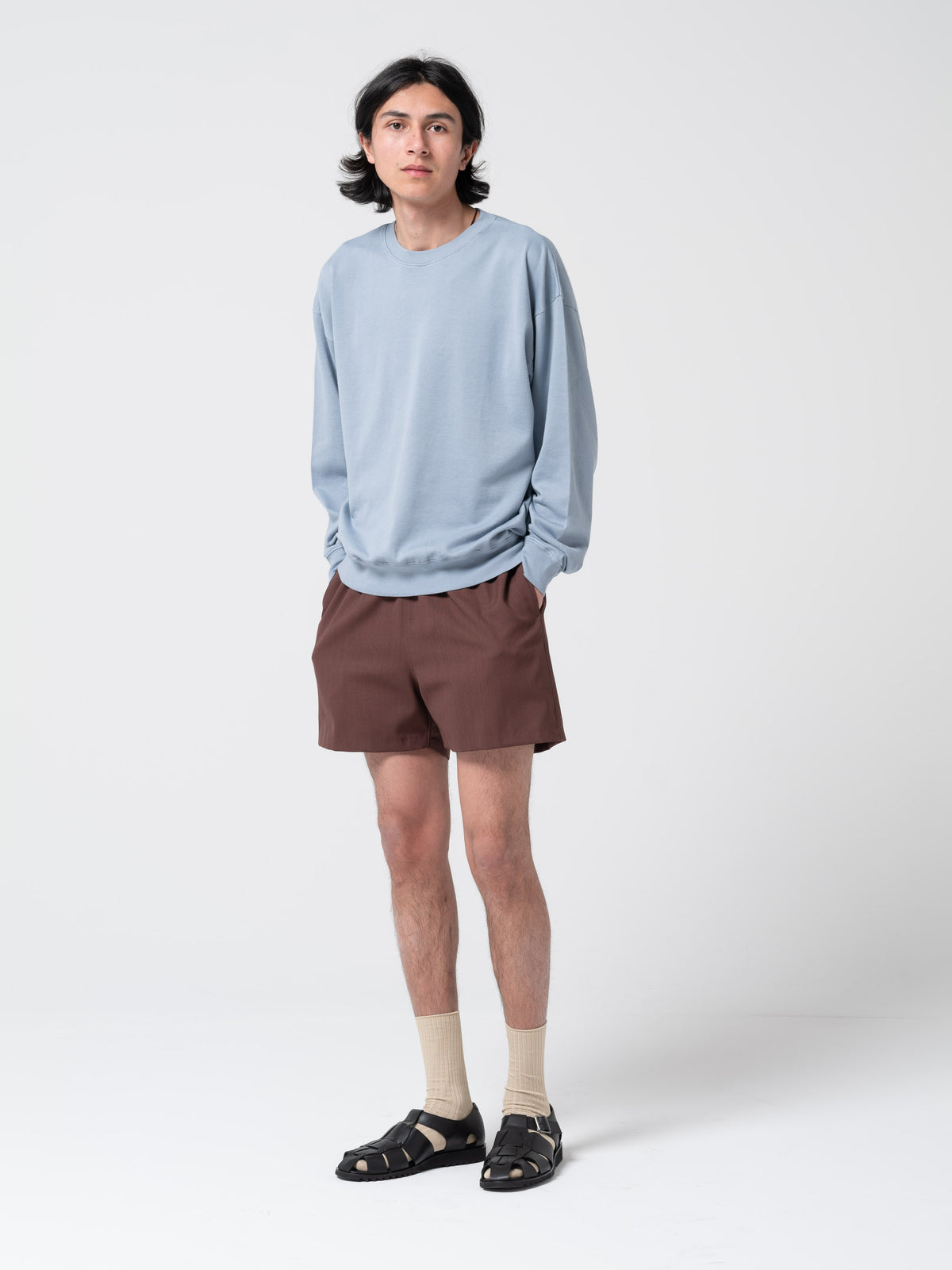 Sweatshirt Haute Jauge, Bleu Gris
