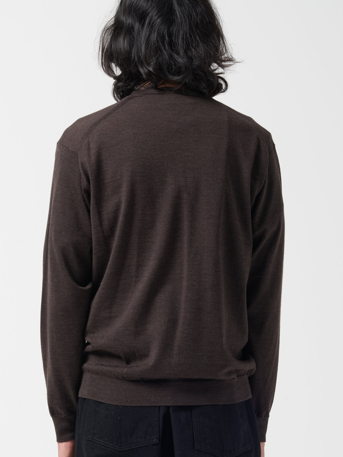 Pull Col Rond Merino, Marron