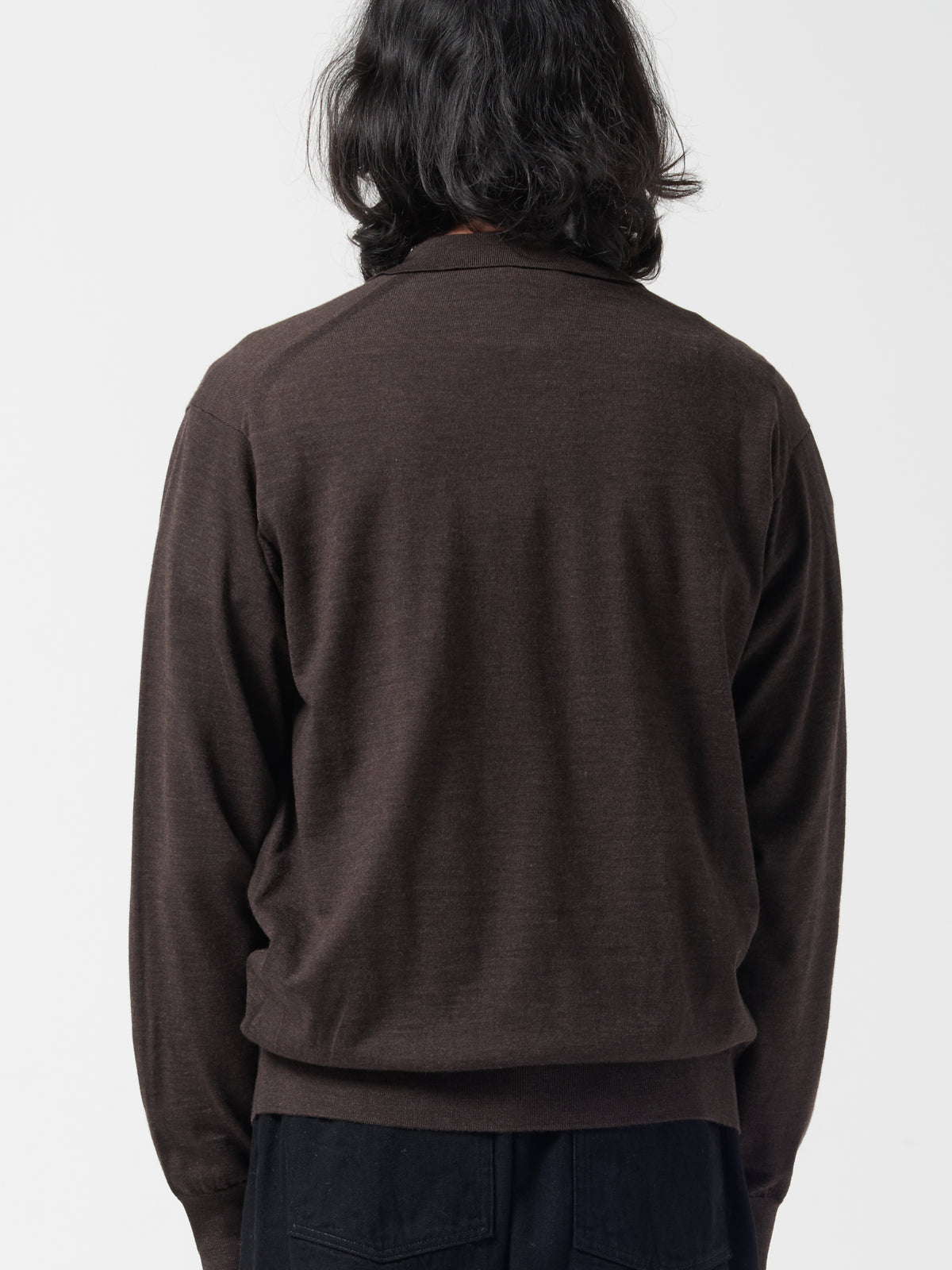 Pull Col Polo Merino, Marron