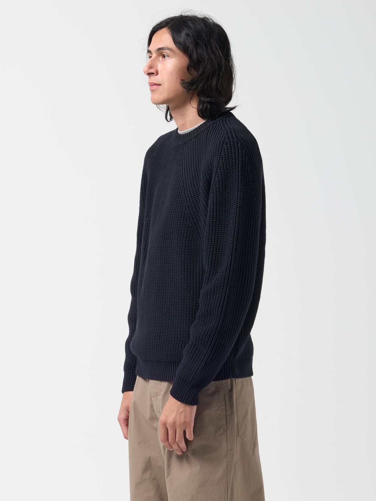 Pull Col Rond Signature, Bleu Marine