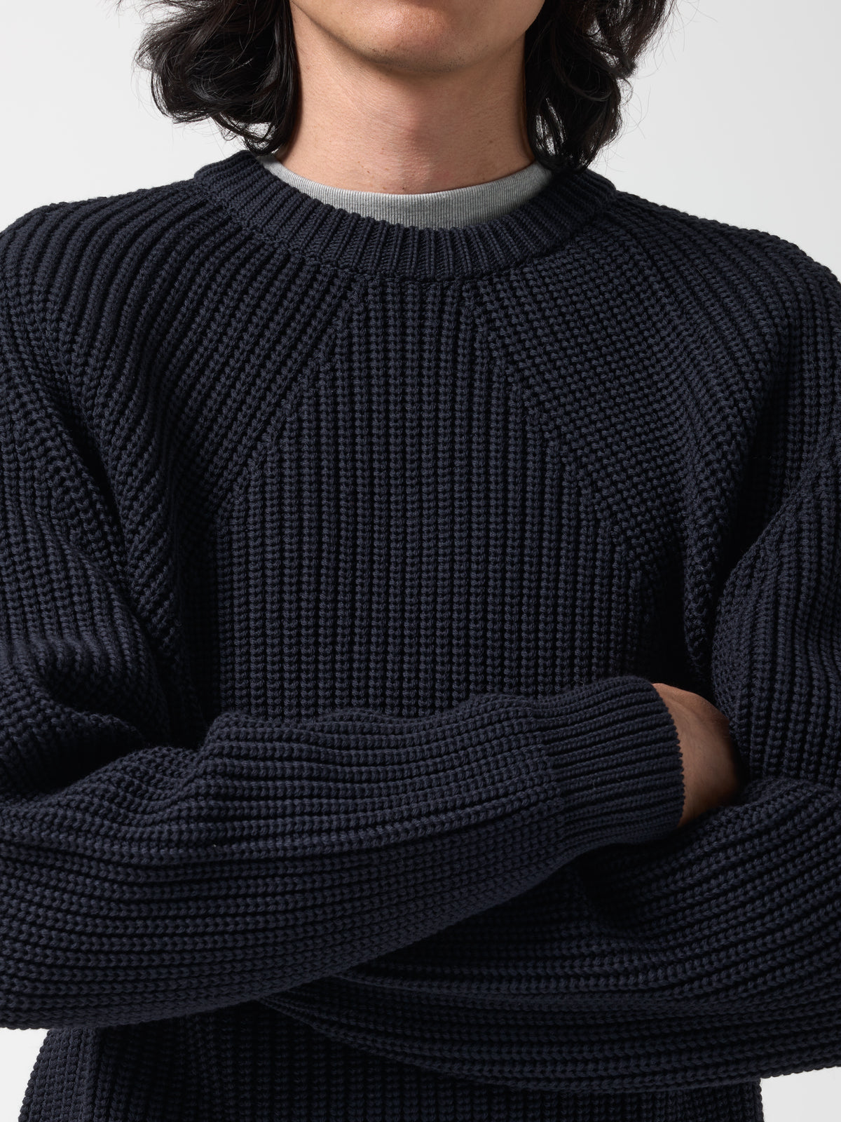 Pull Col Rond Signature, Bleu Marine