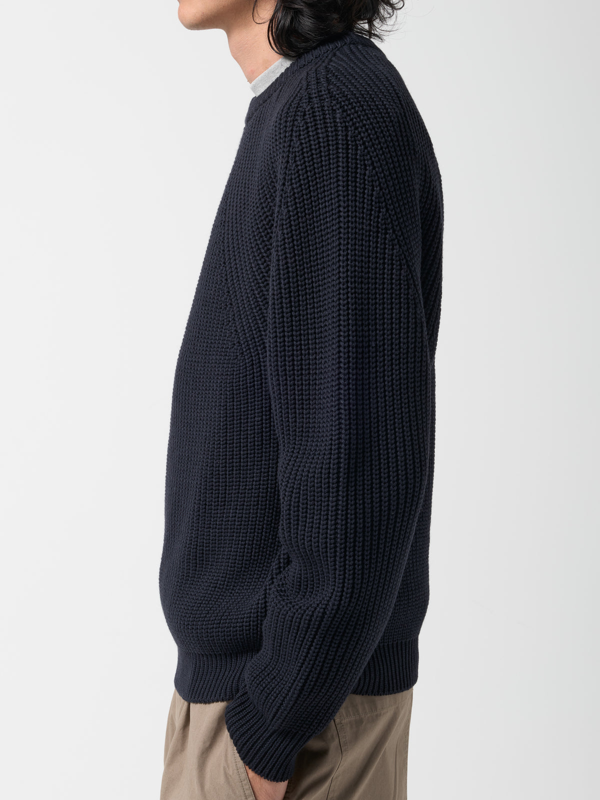 Pull Col Rond Signature, Bleu Marine