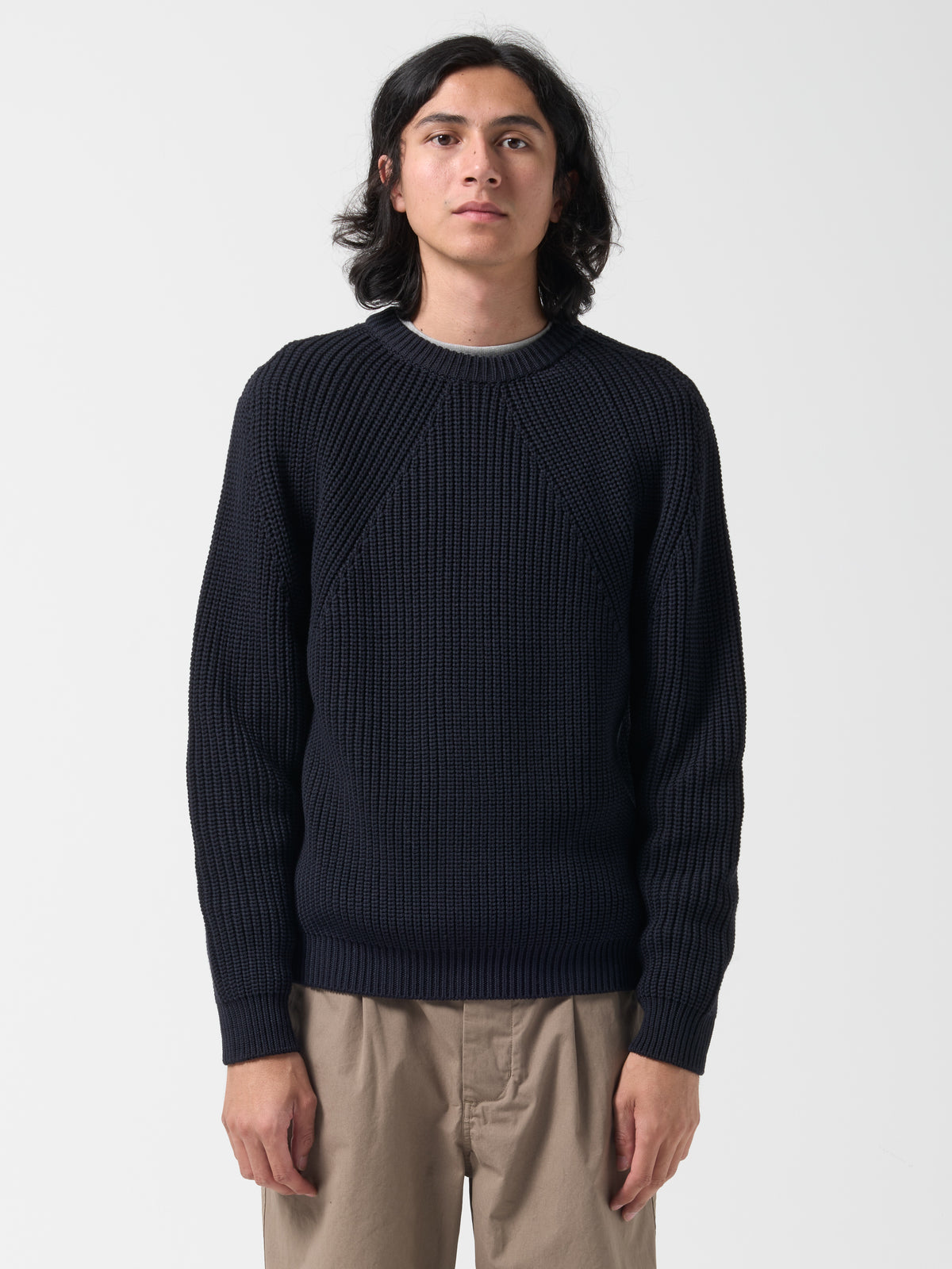 Pull Col Rond Signature, Bleu Marine