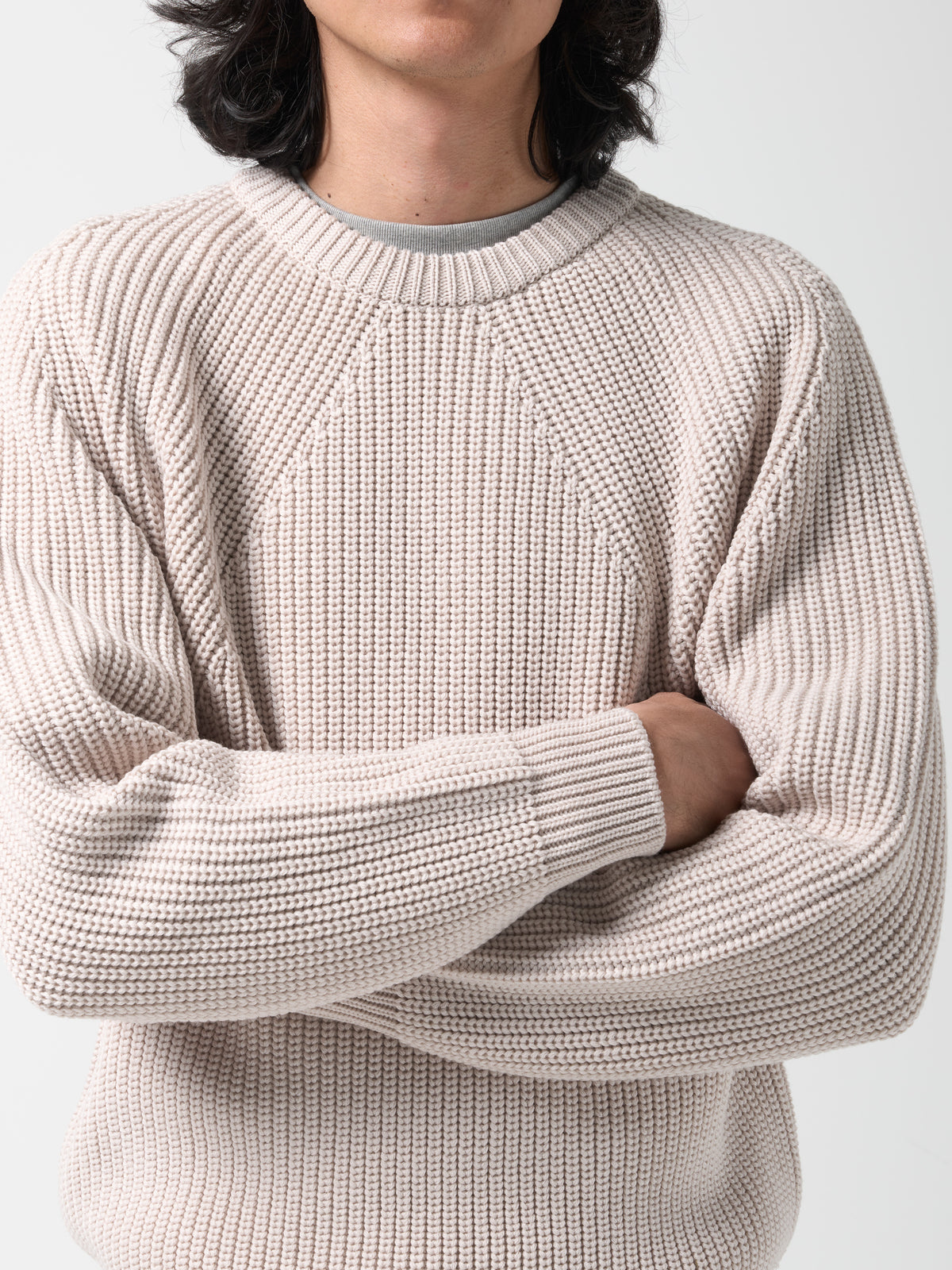 Pull Col Rond Signature, Crème