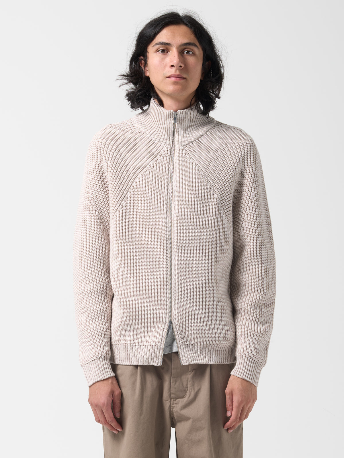 Pull Zippé Driver, Crème