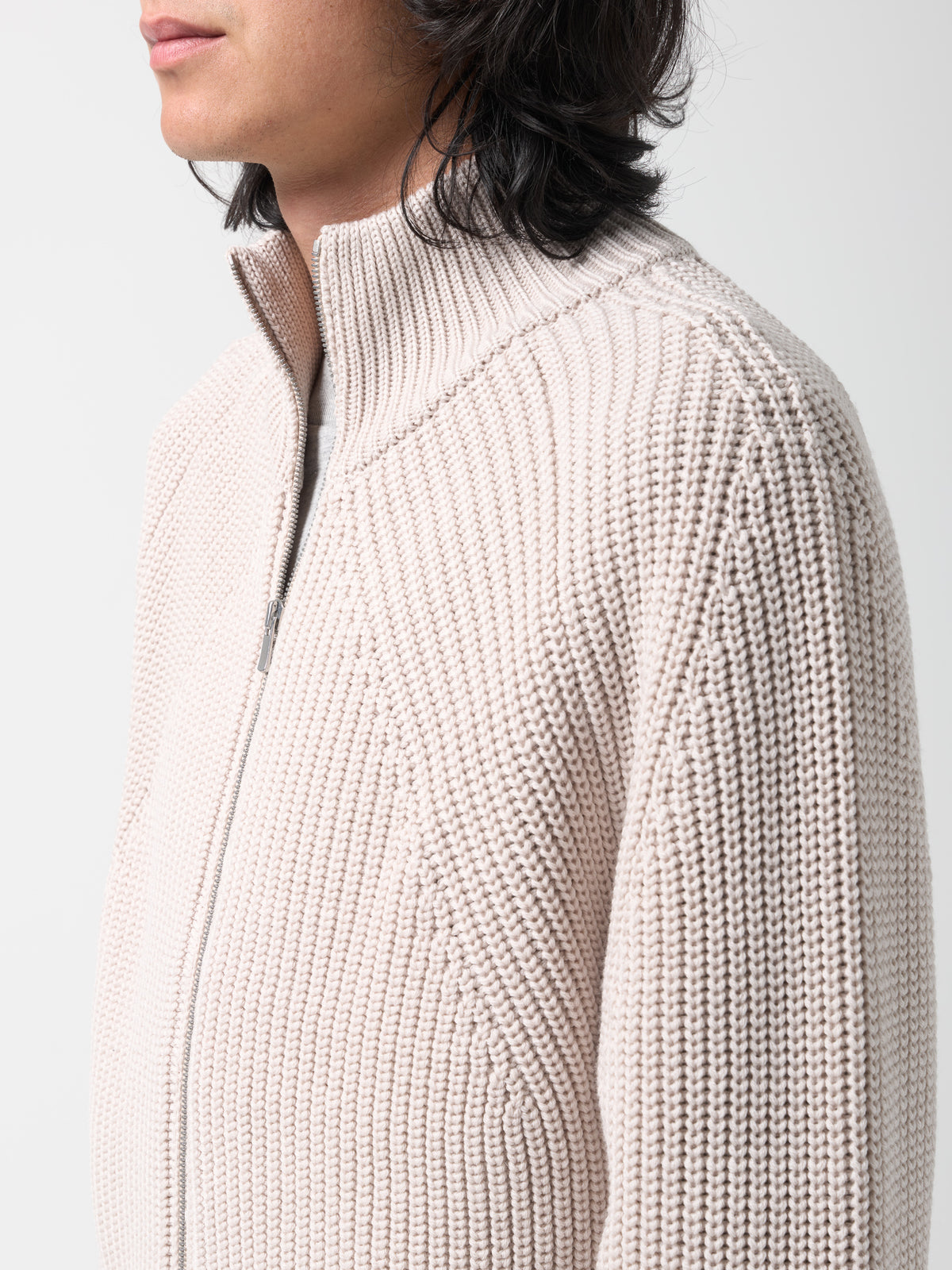 Pull Zippé Driver, Crème