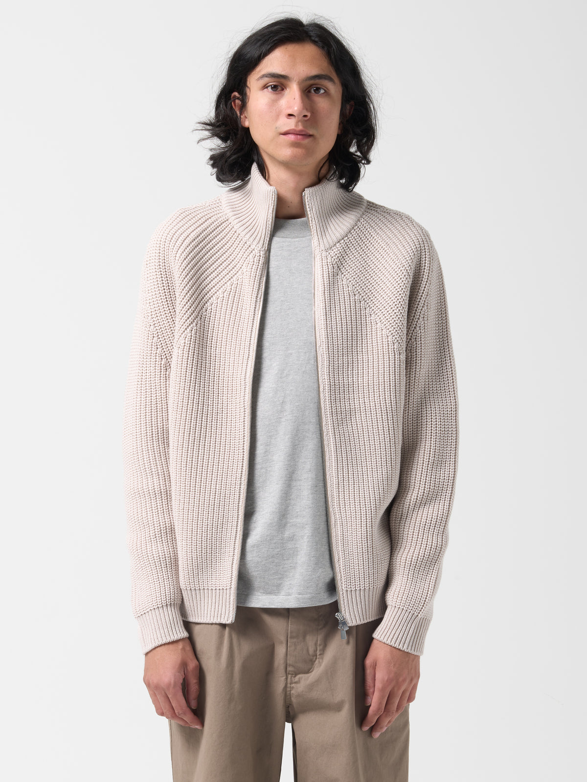 Pull Zippé Driver, Crème