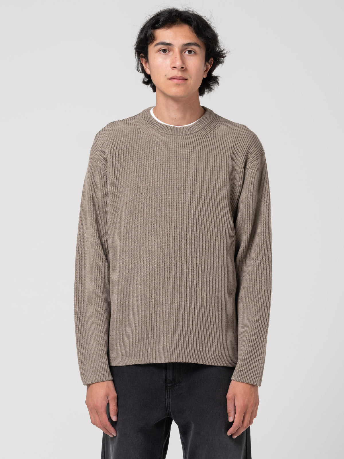Pull Solid Wool, Marron Mélangé