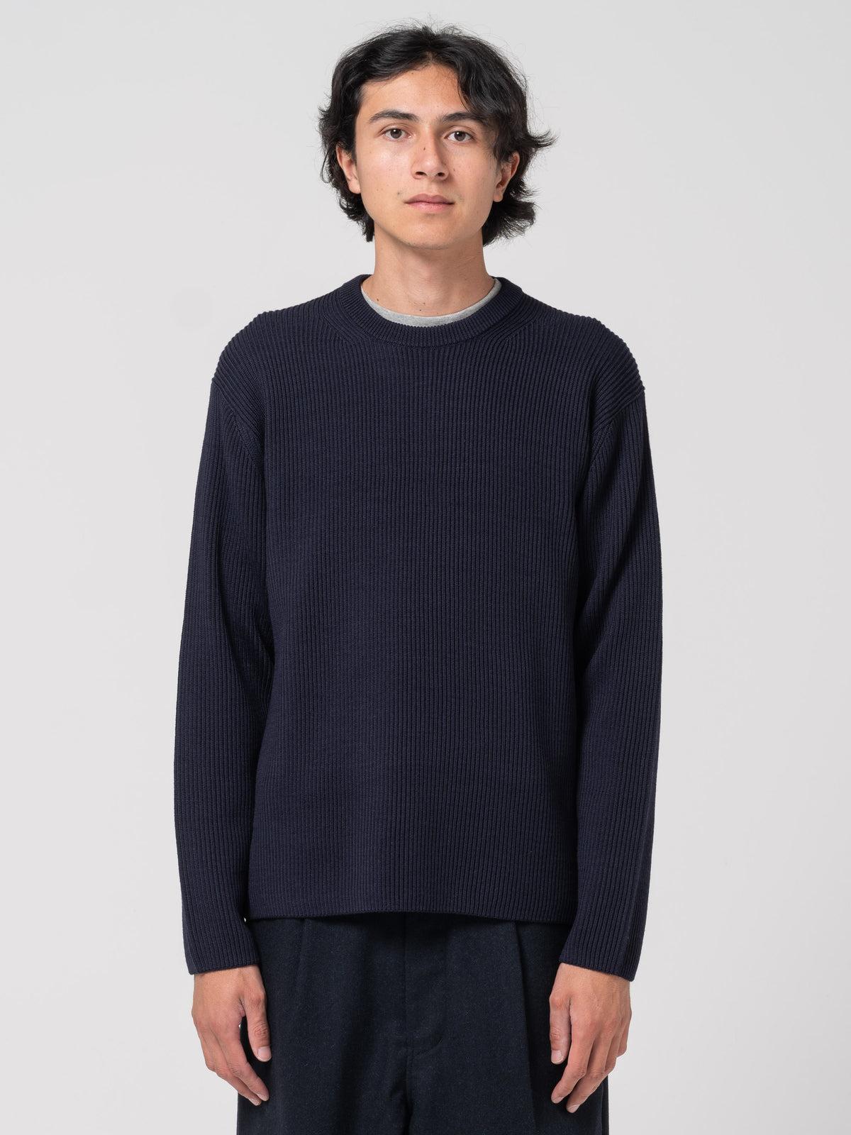 Pull Solid Wool, Bleu Marine