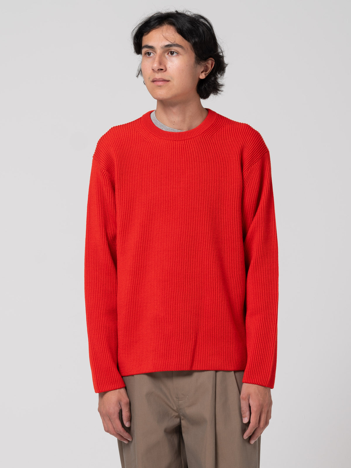 Pull Solid Wool, Vermillon