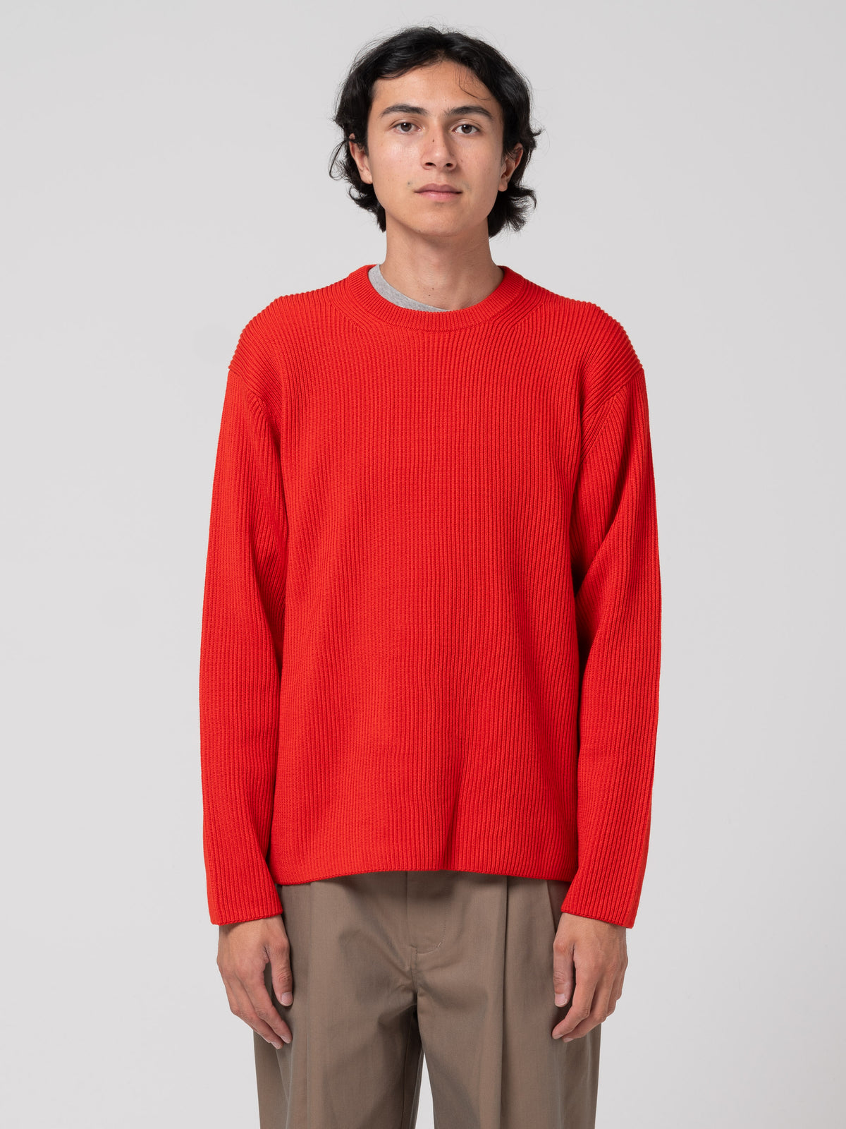 Pull Solid Wool, Vermillon