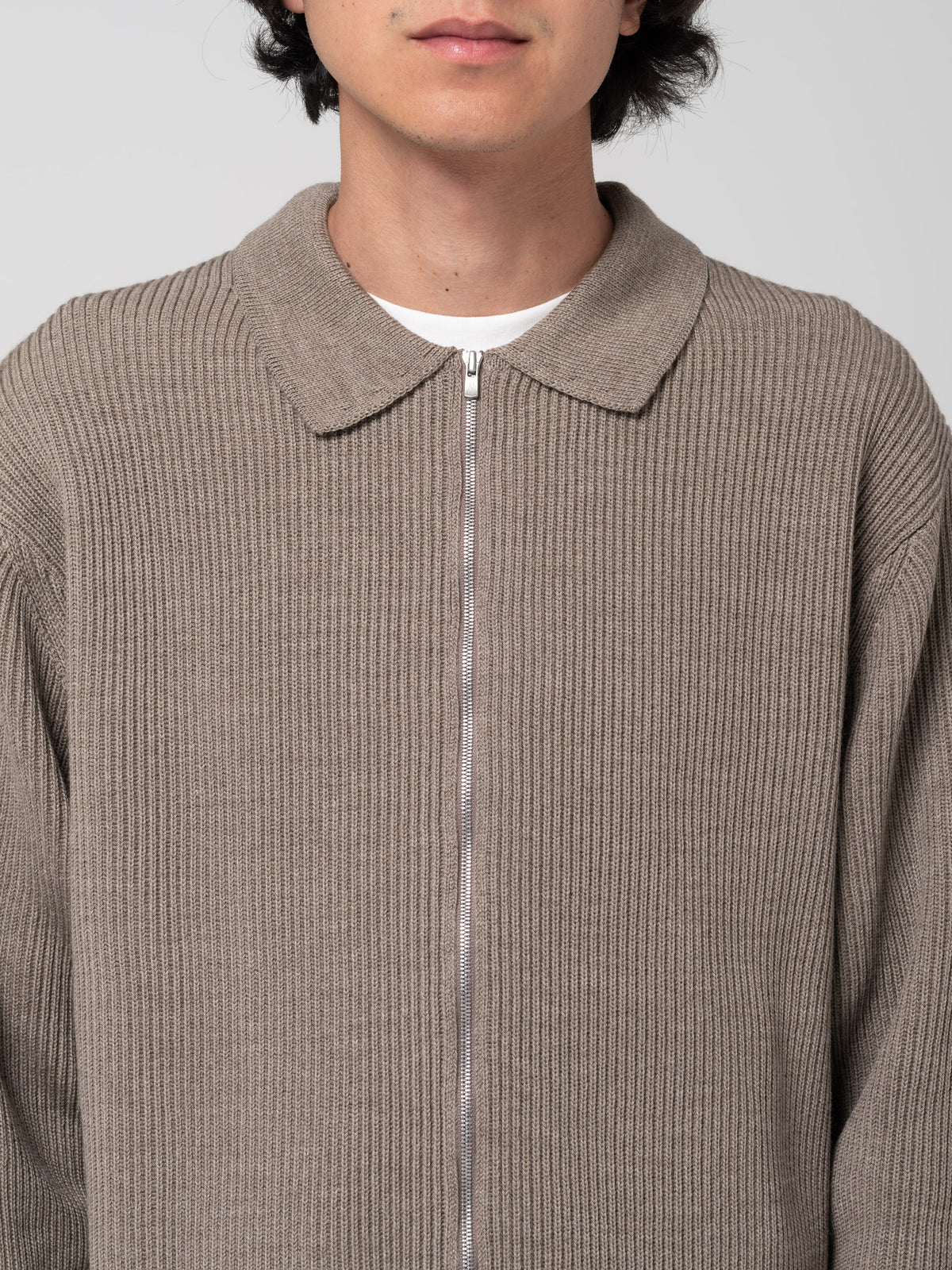 Cardigan Solid Wool, Marron Mélangé