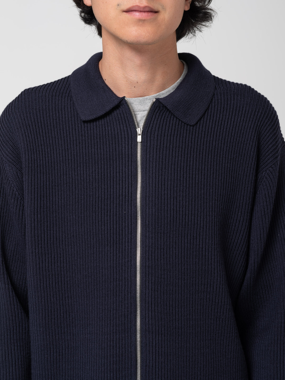 Cardigan Solid Wool, Bleu Marine