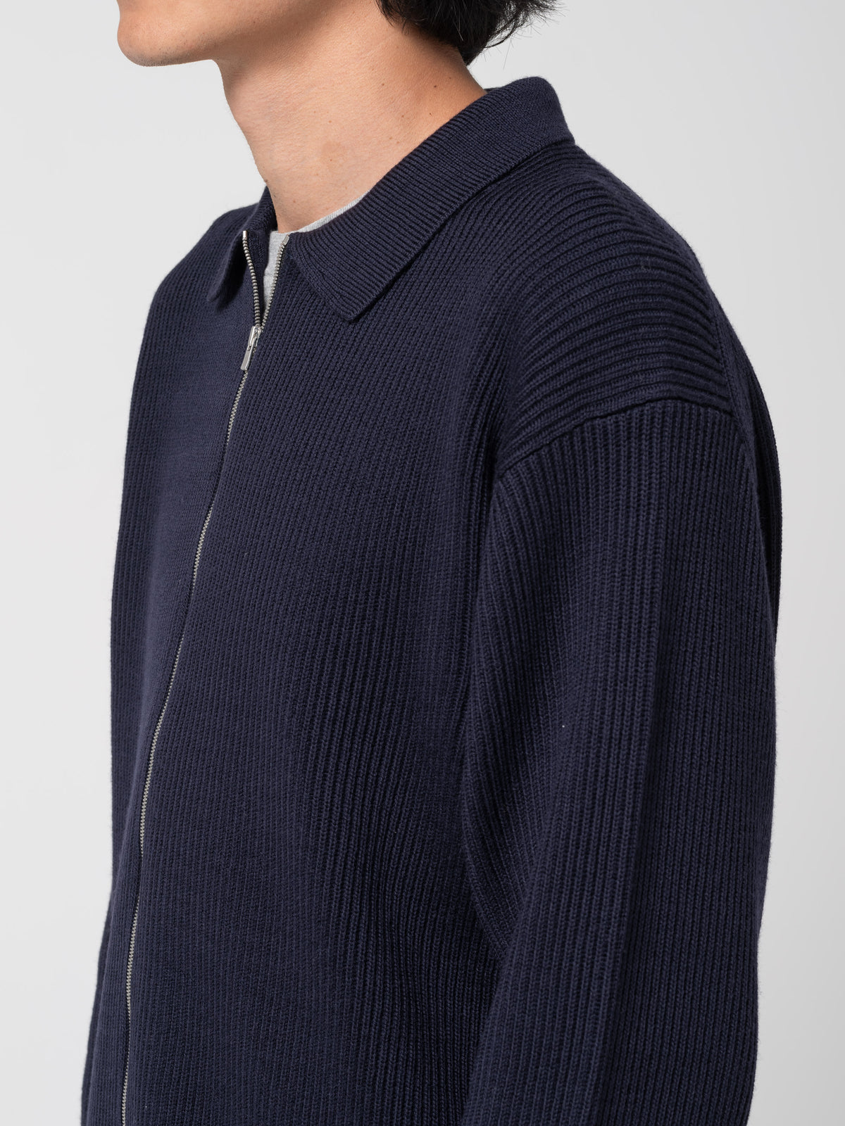 Cardigan Solid Wool, Bleu Marine