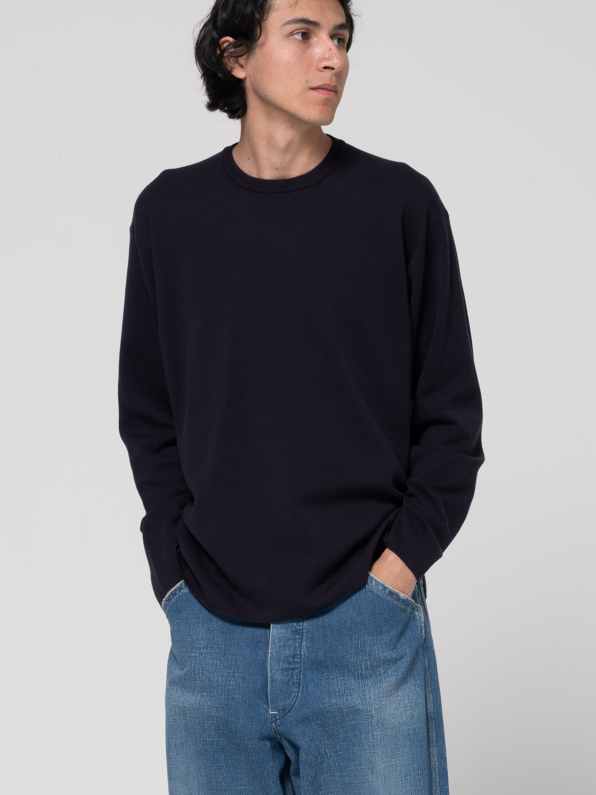 T-Shirt Smooth Knit, Bleu Marine