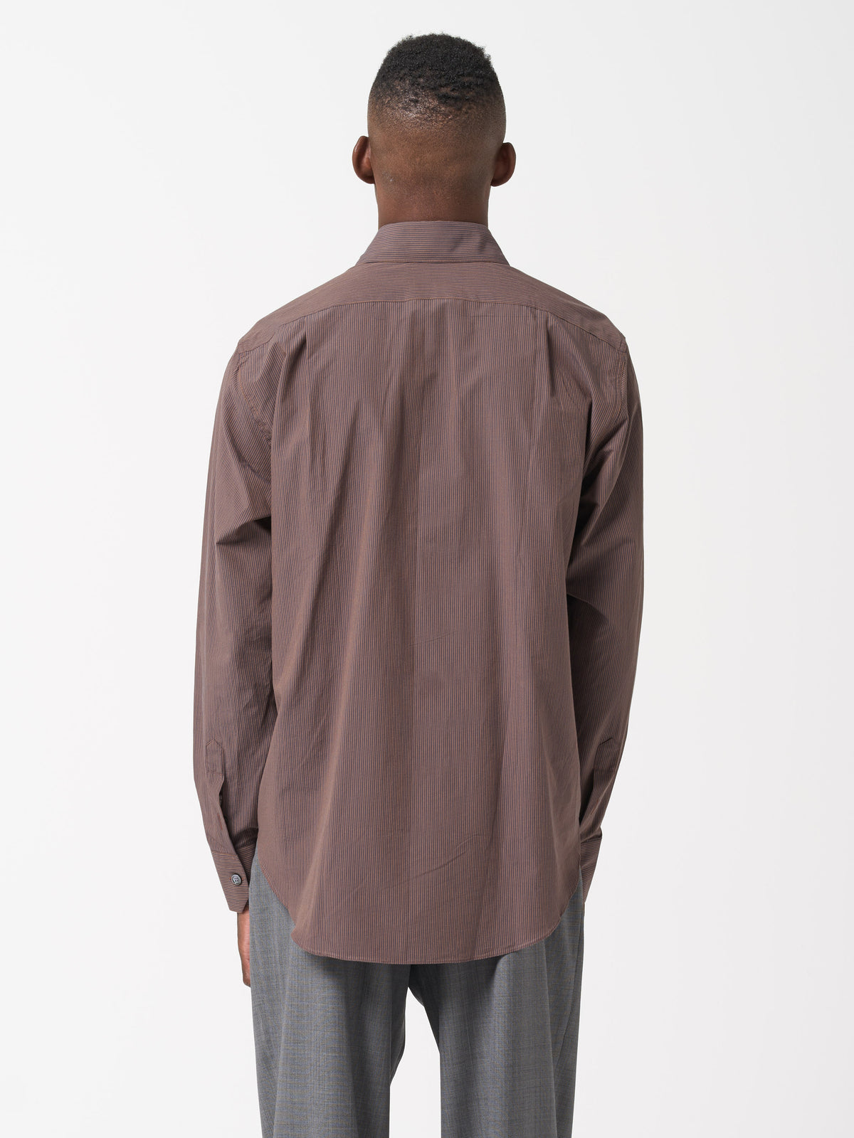 Chemise Normal Rayée, Marron/Noir