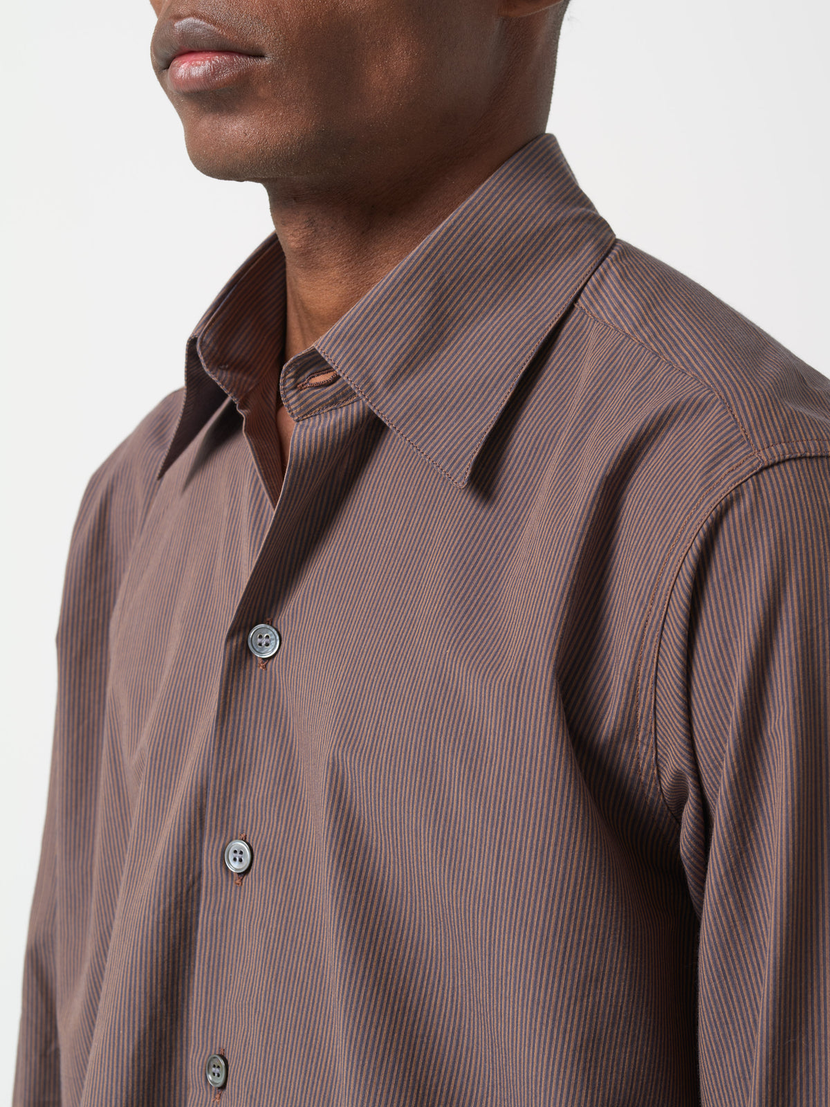 Chemise Normal Rayée, Marron/Noir