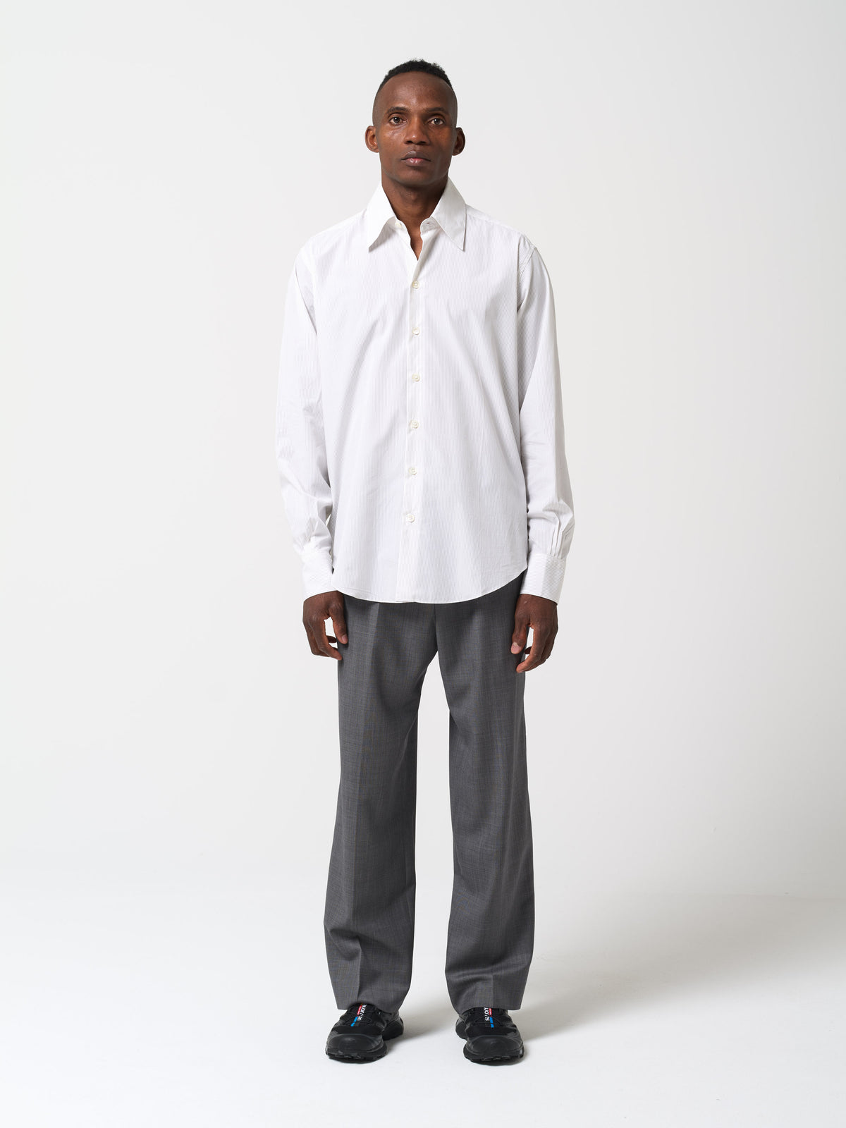 Chemise Normal Rayée, Blanc/Noir