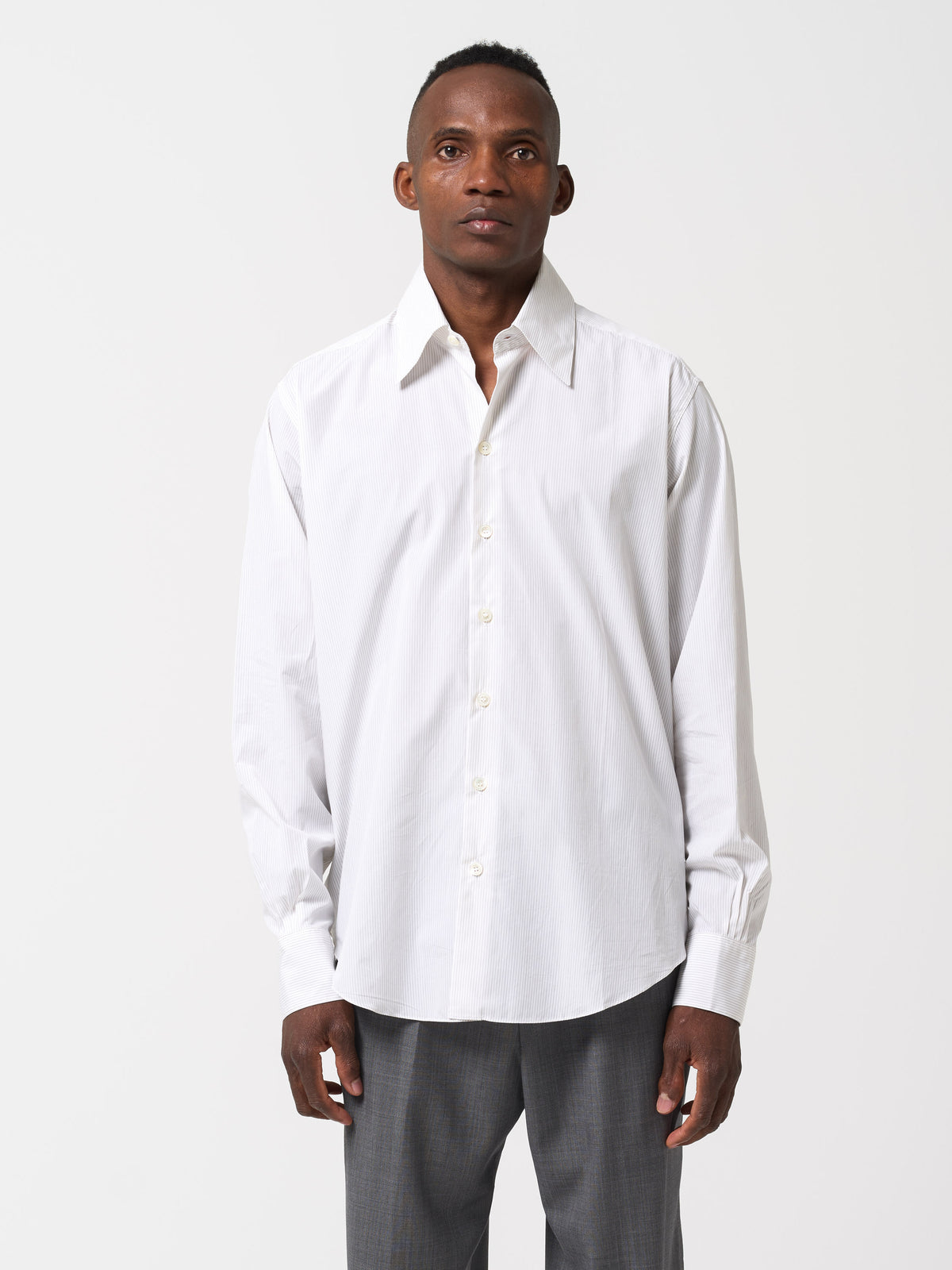 Chemise Normal Rayée, Blanc/Noir