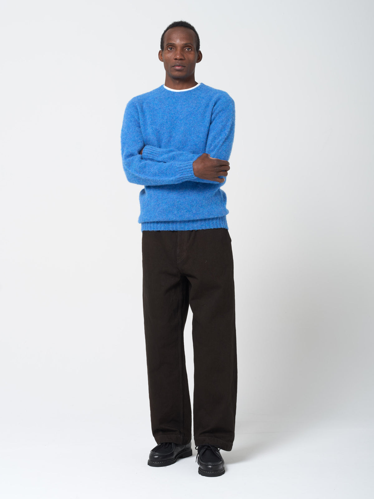 Pull en Shetland Brossé, Bleu Toon