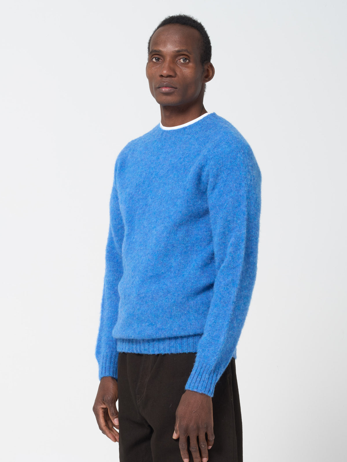 Pull en Shetland Brossé, Bleu Toon