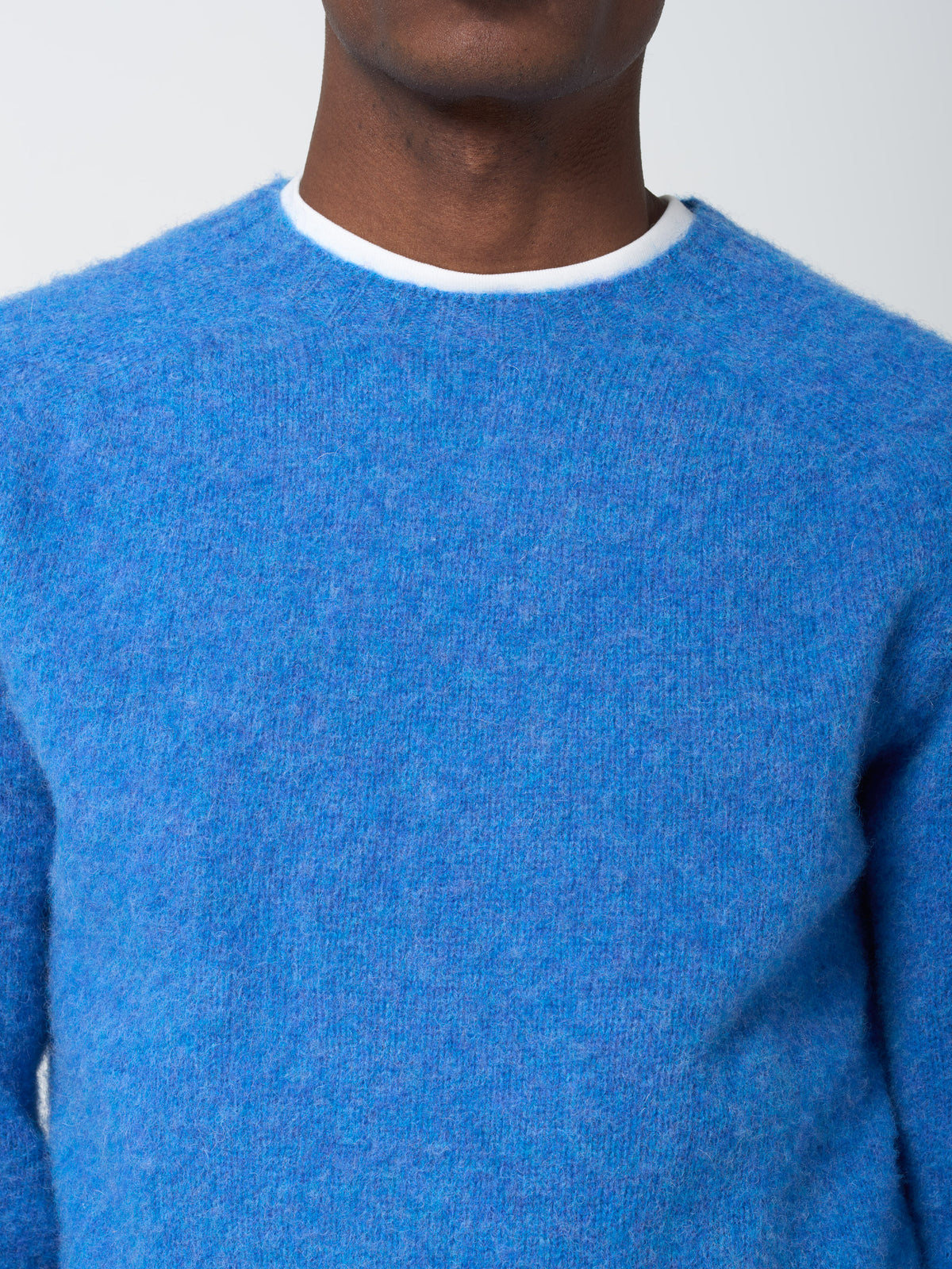 Pull en Shetland Brossé, Bleu Toon