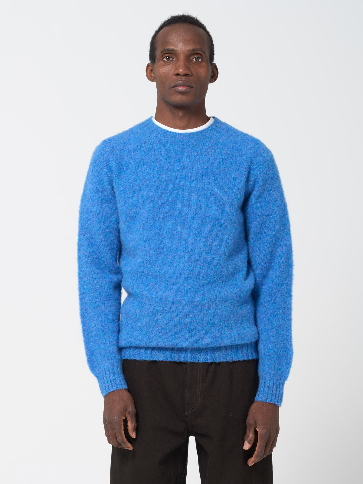 Pull en Shetland Brossé, Bleu Toon