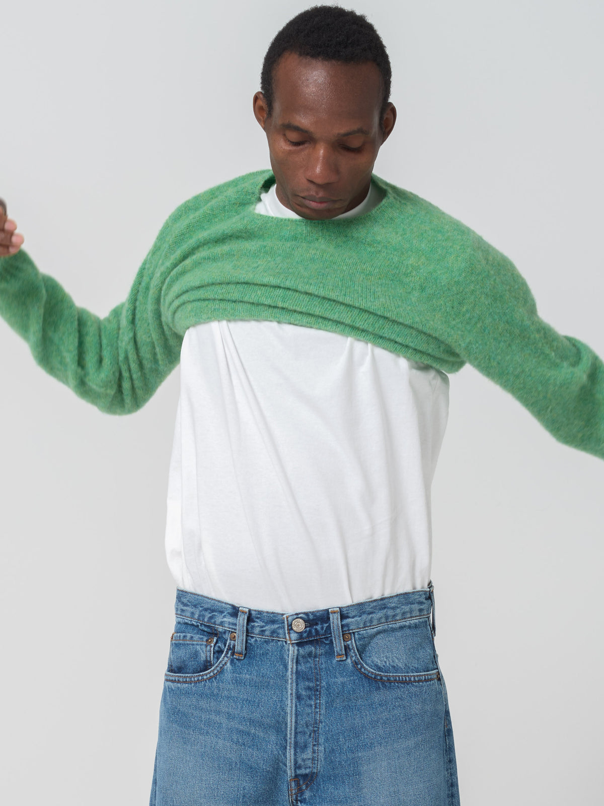 Pull en Shetland Brossé, Menthe