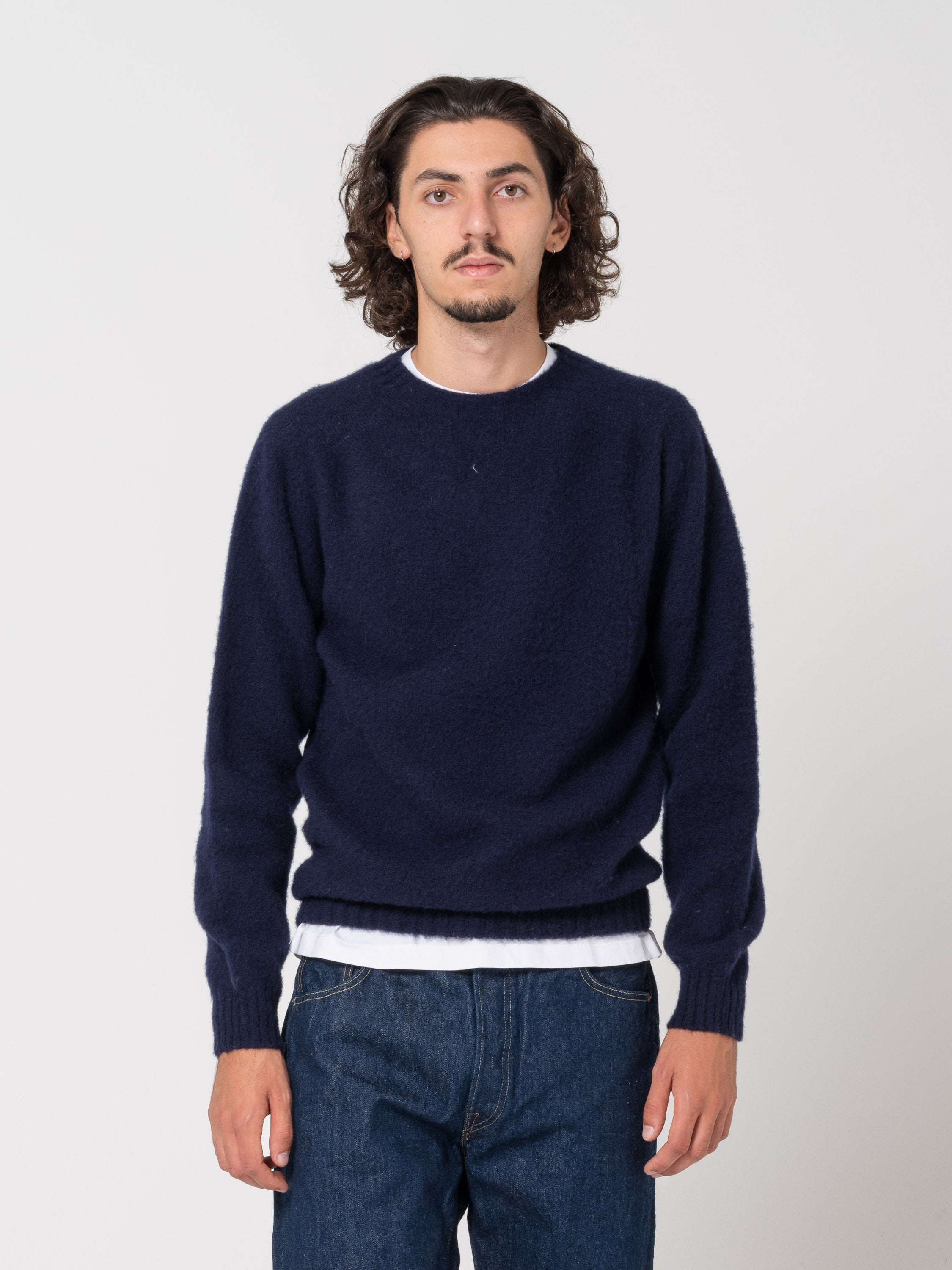 Pull en Shetland Brosse Bleu Marine