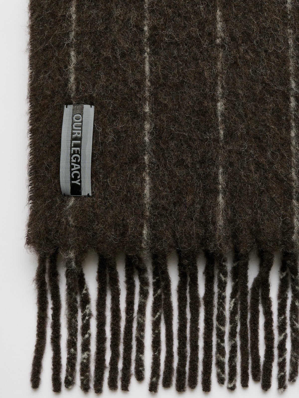Écharpe Estate, Brown Pinstripe Fuzzy Alpaca