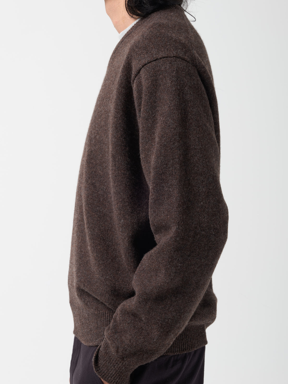 Pull Col V, Marron Chiné