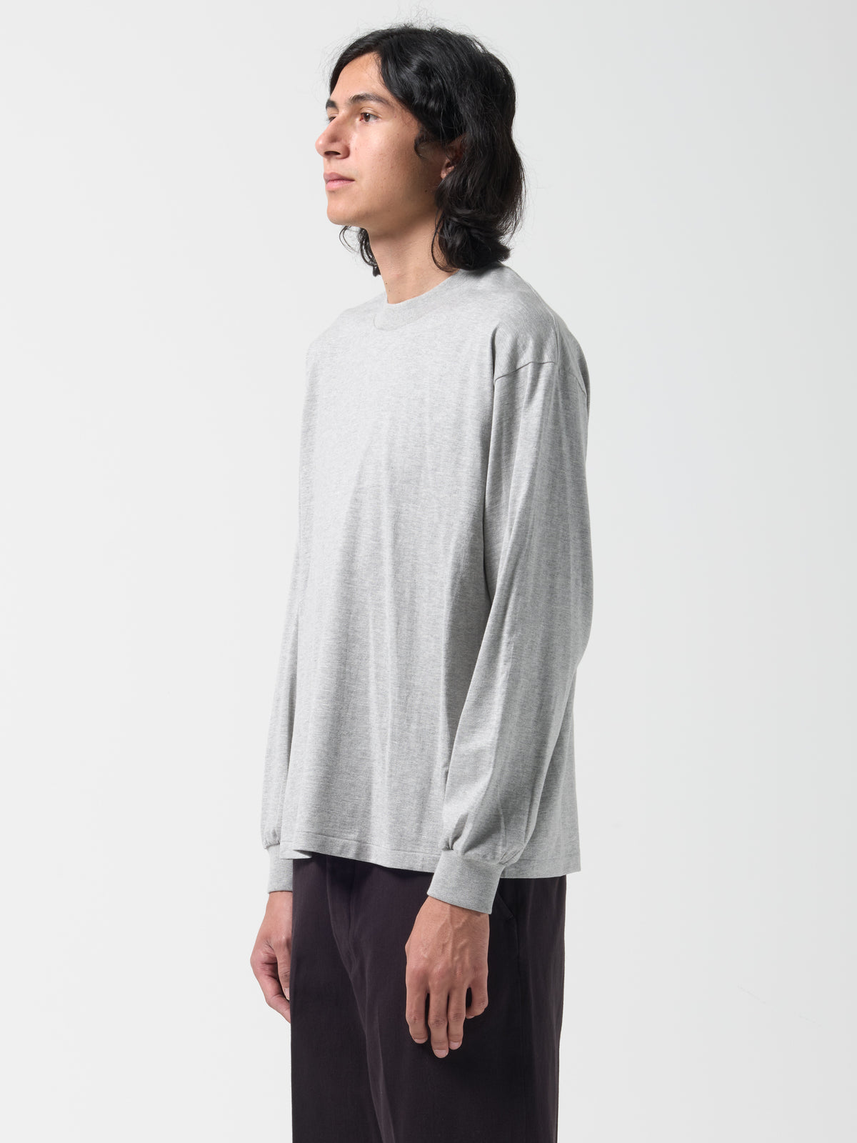 T-Shirt L/S Suvin Supima, Gris Chiné