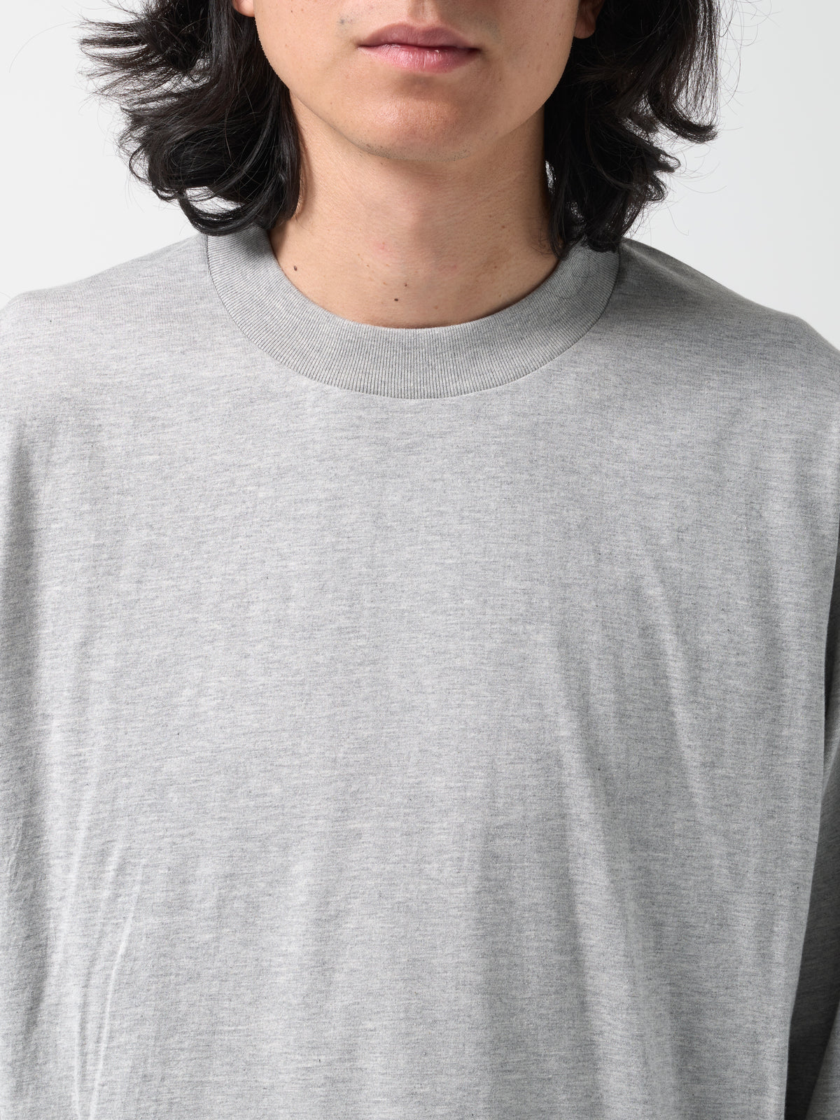 T-Shirt L/S Suvin Supima, Gris Chiné