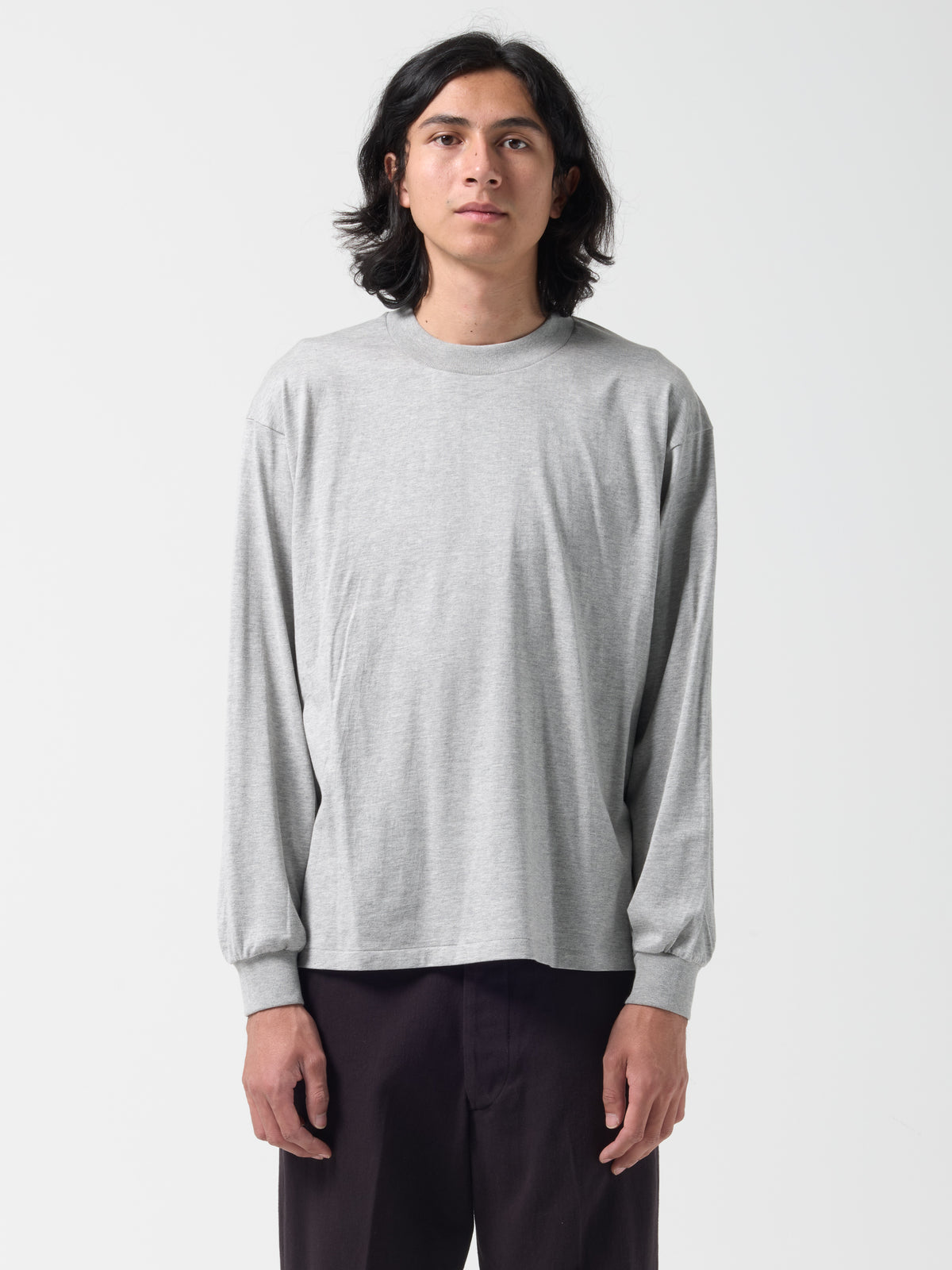 T-Shirt L/S Suvin Supima, Gris Chiné
