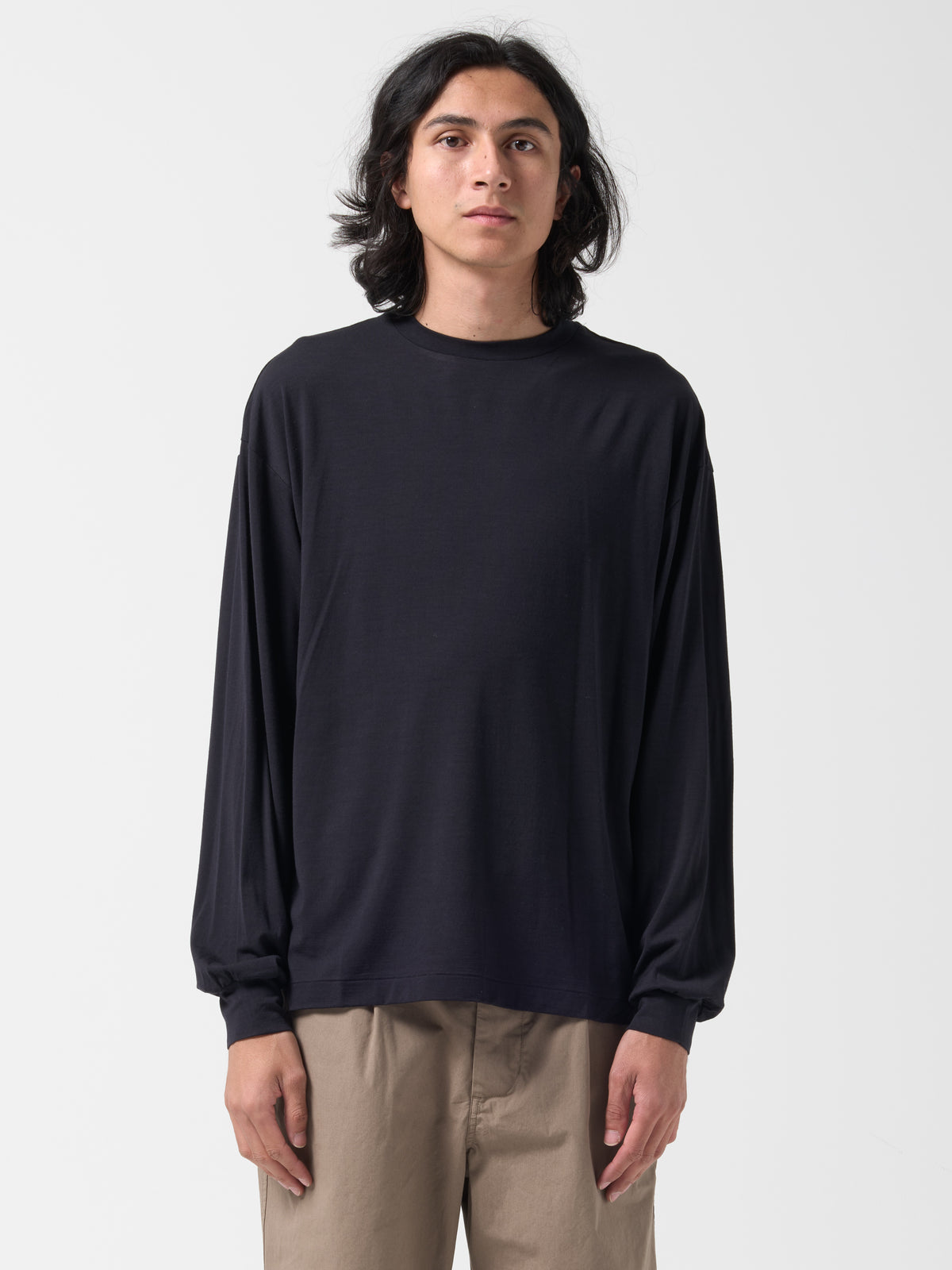 T-Shirt L/S Wool, Marine