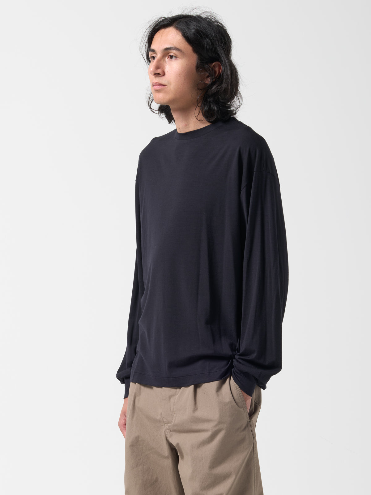 T-Shirt L/S Wool, Marine