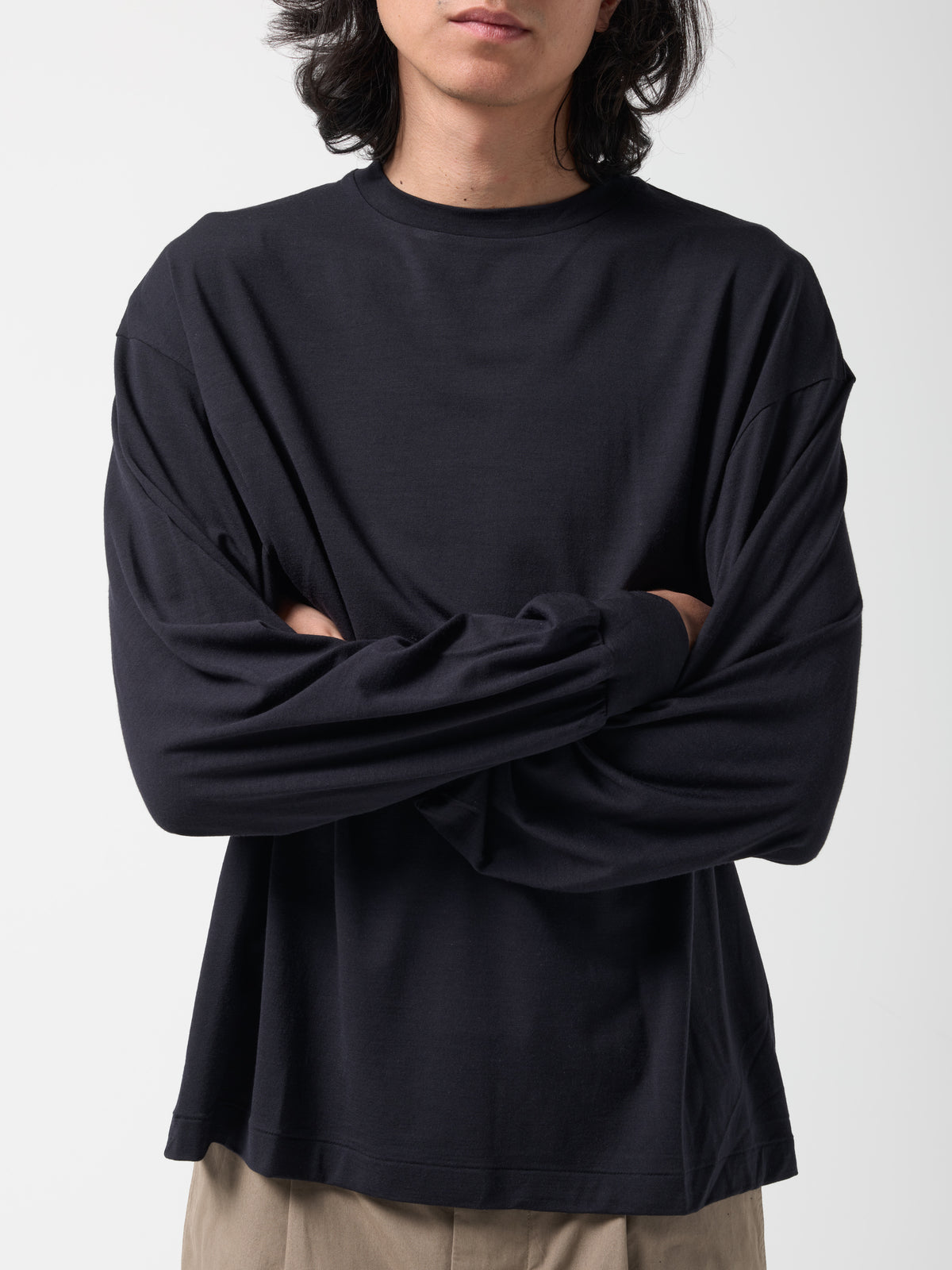 T-Shirt L/S Wool, Marine