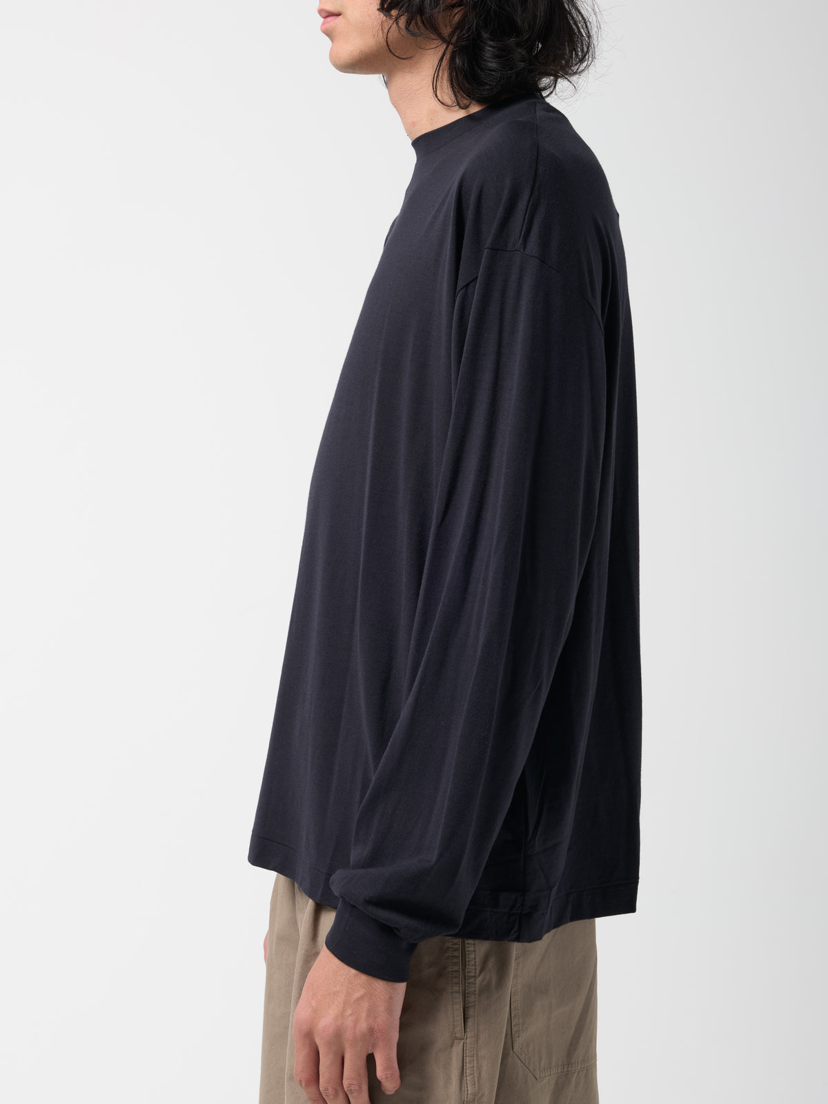 T-Shirt L/S Wool, Marine