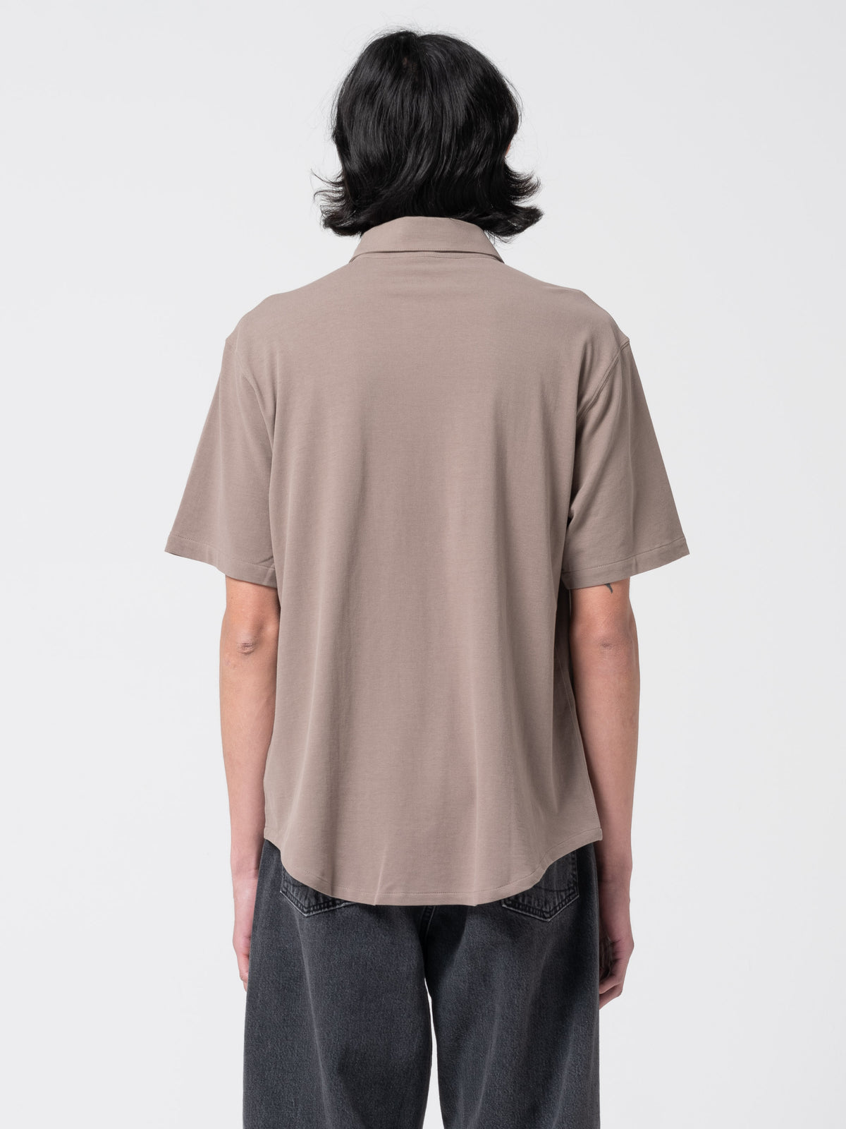 Chemise Piqué à Manches Courtes, Gris Taupe