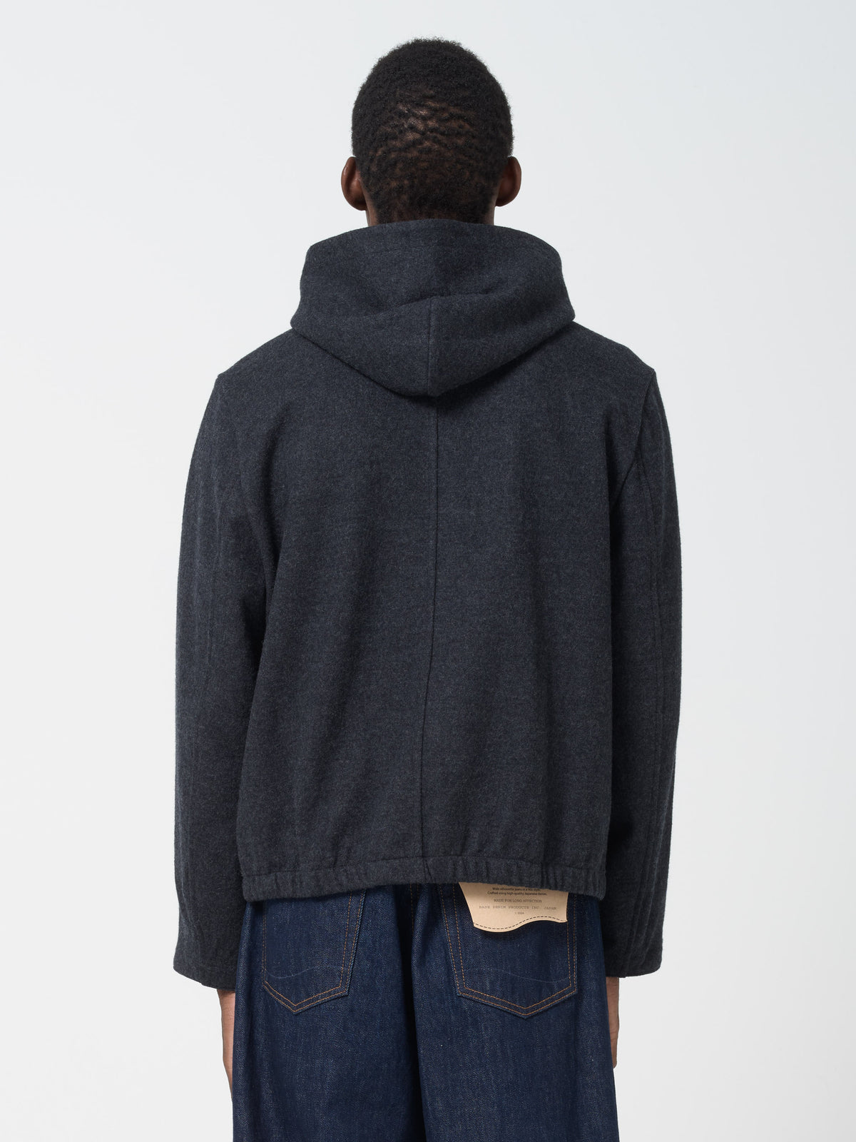 Sweatshirt à Capuche Zipée en Laine, Charbon