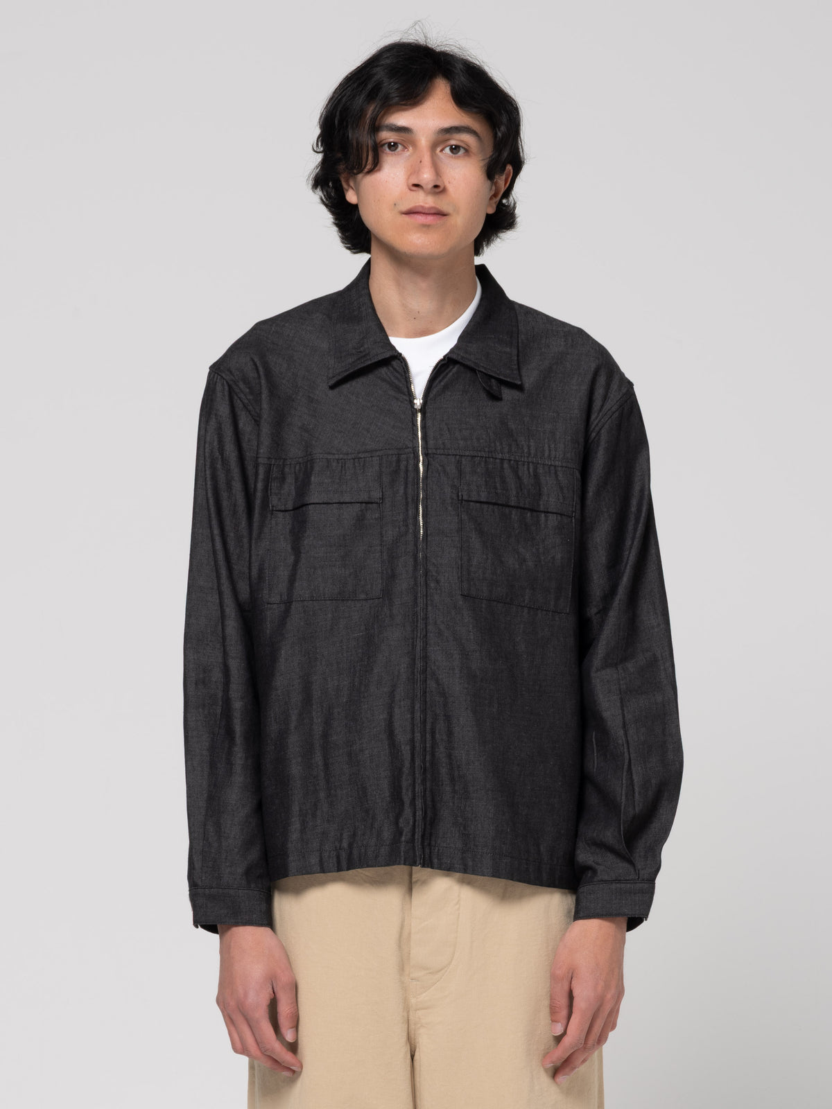 Chemise Zip Joliet, Black Chambray