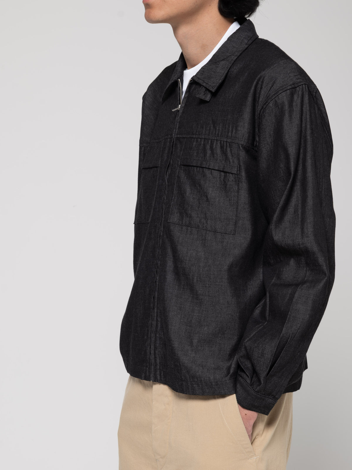 Chemise Zip Joliet, Black Chambray