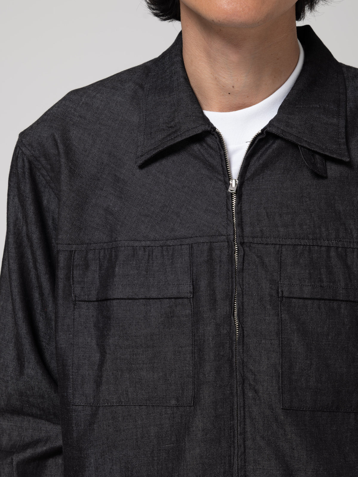Chemise Zip Joliet, Black Chambray