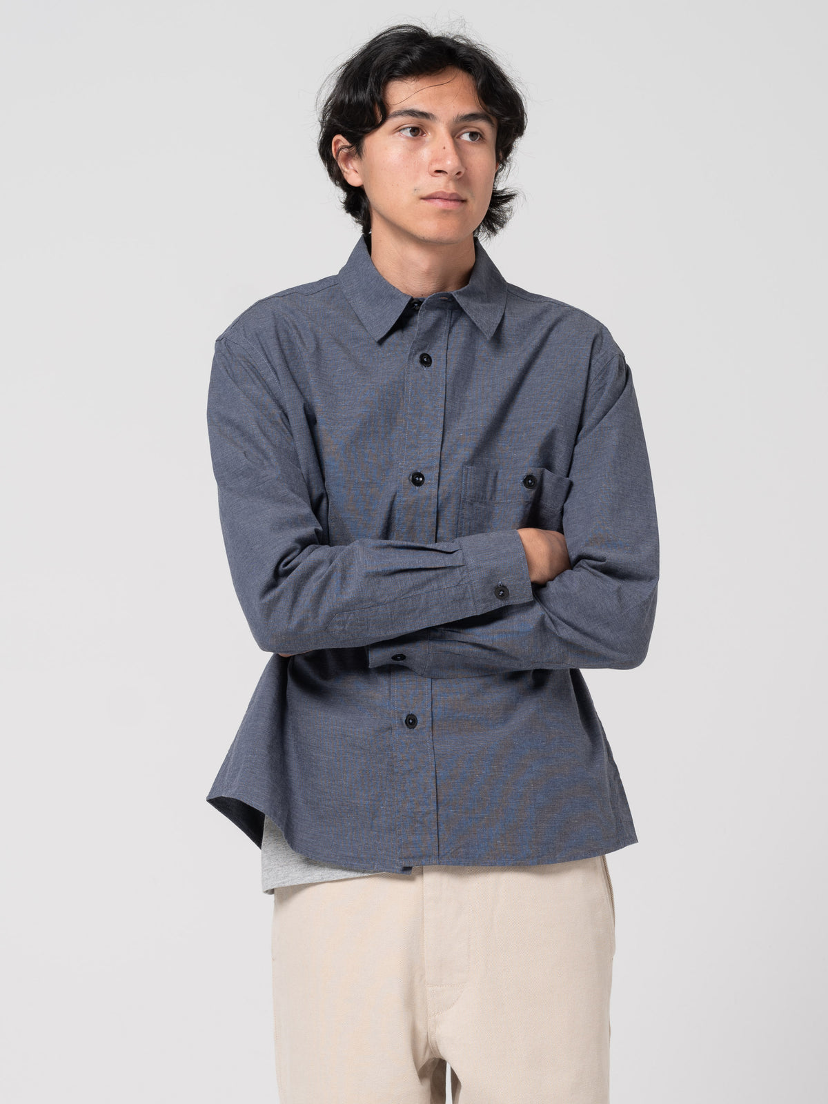 Chemise Overall Brushed MHL, Bleu Uniforme