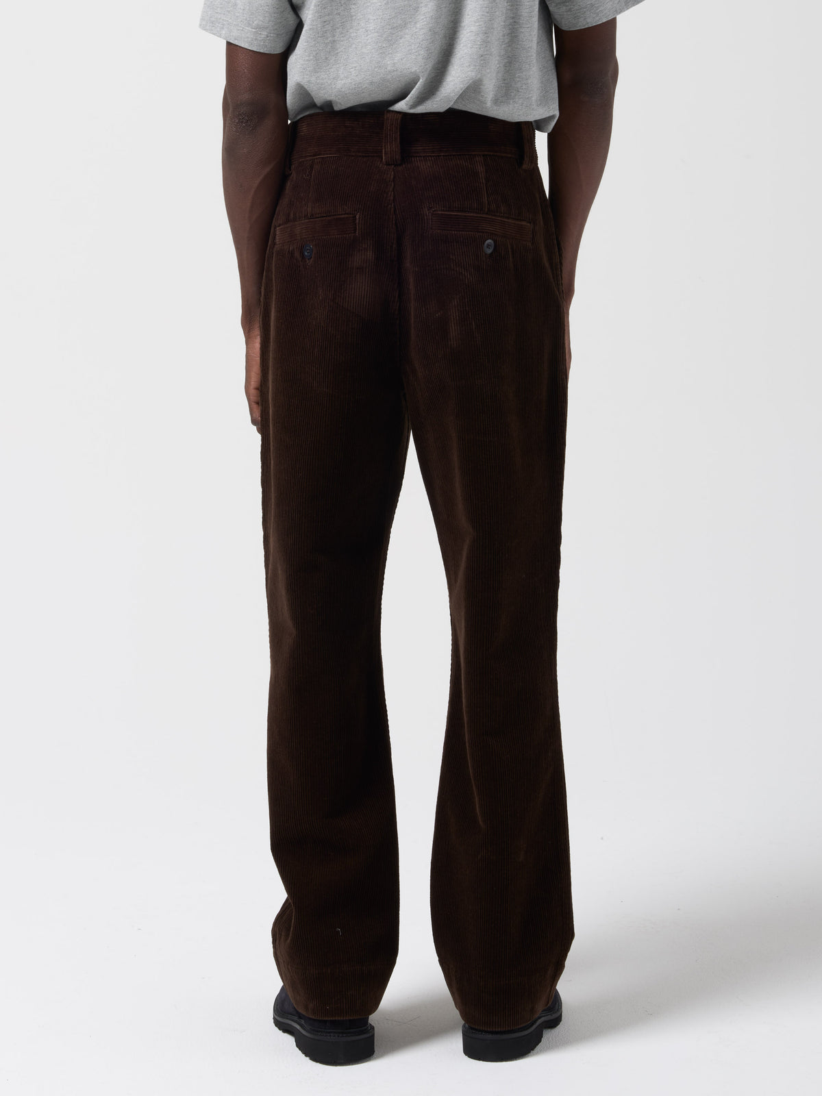 Pantalon Simple en Velour, Marron